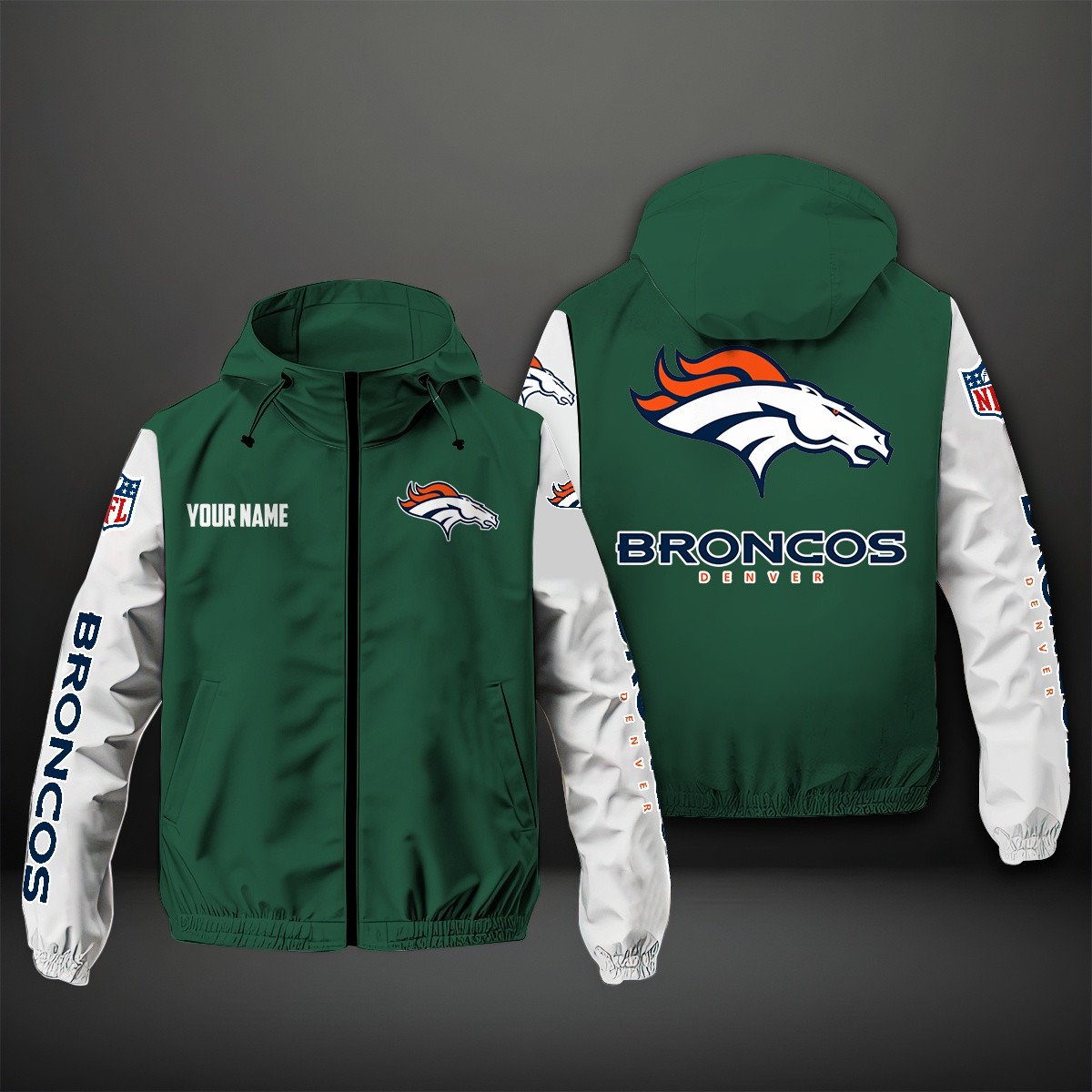 Denver Broncos NFL Personalized Windbreaker Jacket For Fan