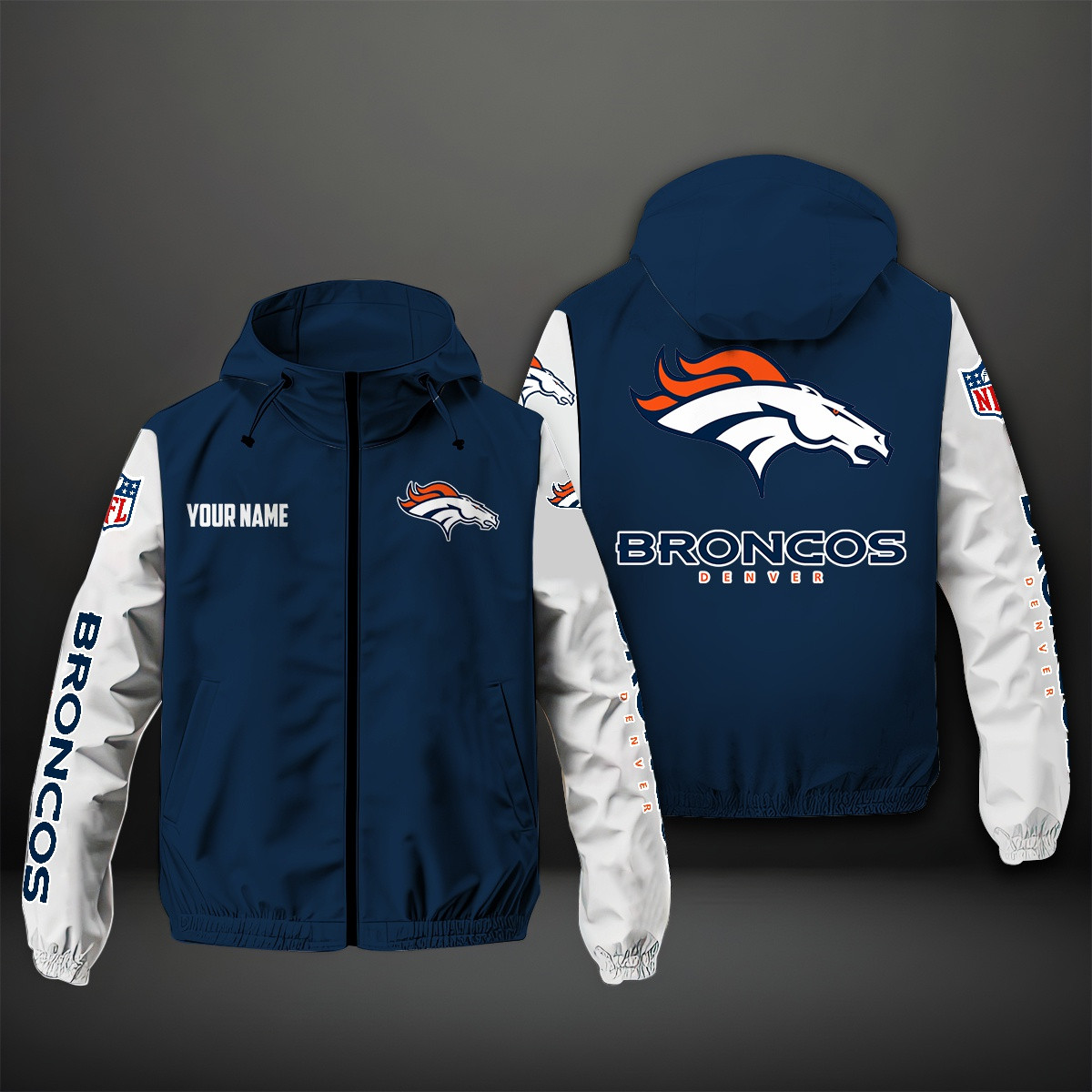 Denver Broncos NFL Personalized Windbreaker Jacket For Fan