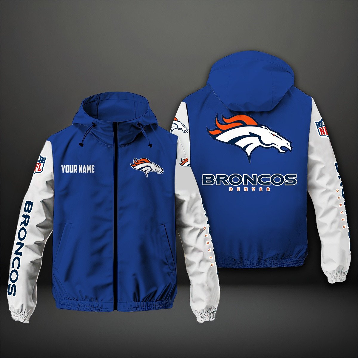 Denver Broncos NFL Personalized Windbreaker Jacket For Fan