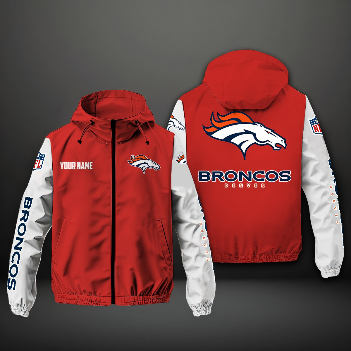 Denver Broncos NFL Personalized Windbreaker Jacket For Fan