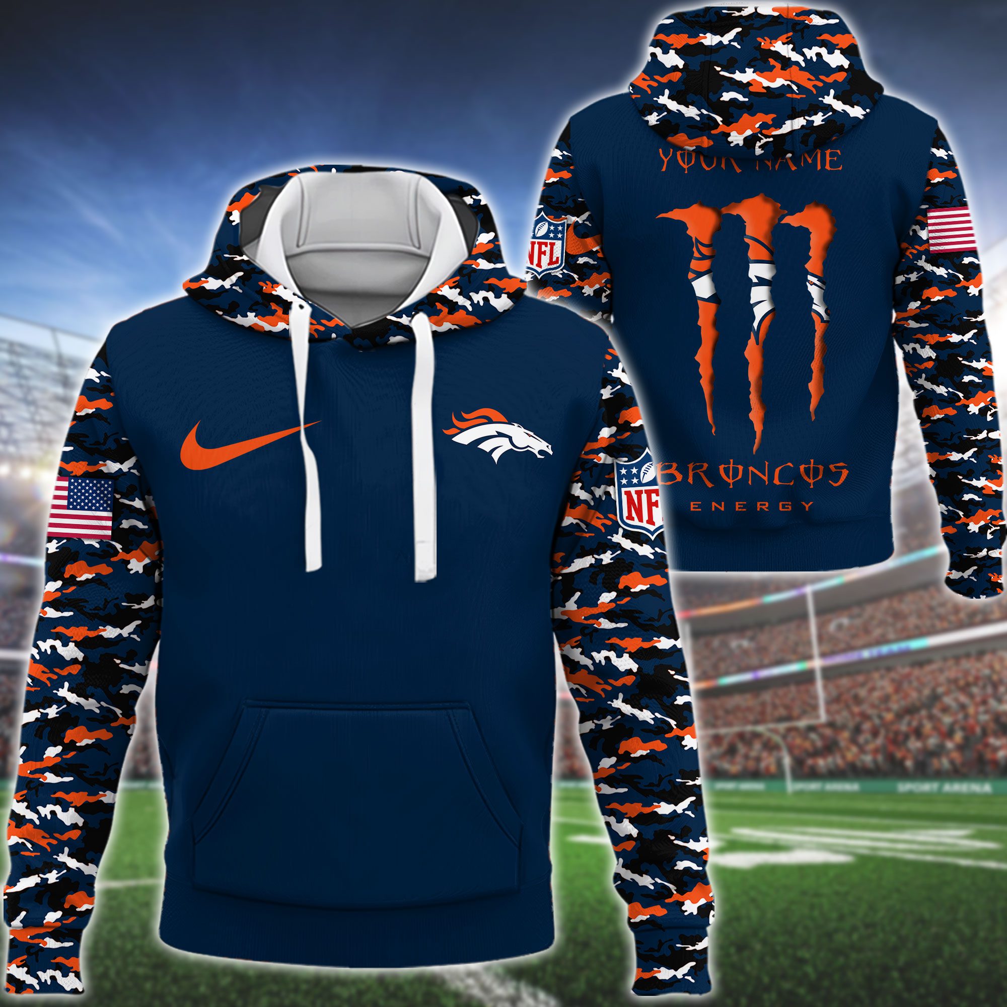 Denver Broncos NFL Swoosh Camo Pullover Hoodie GHW3044