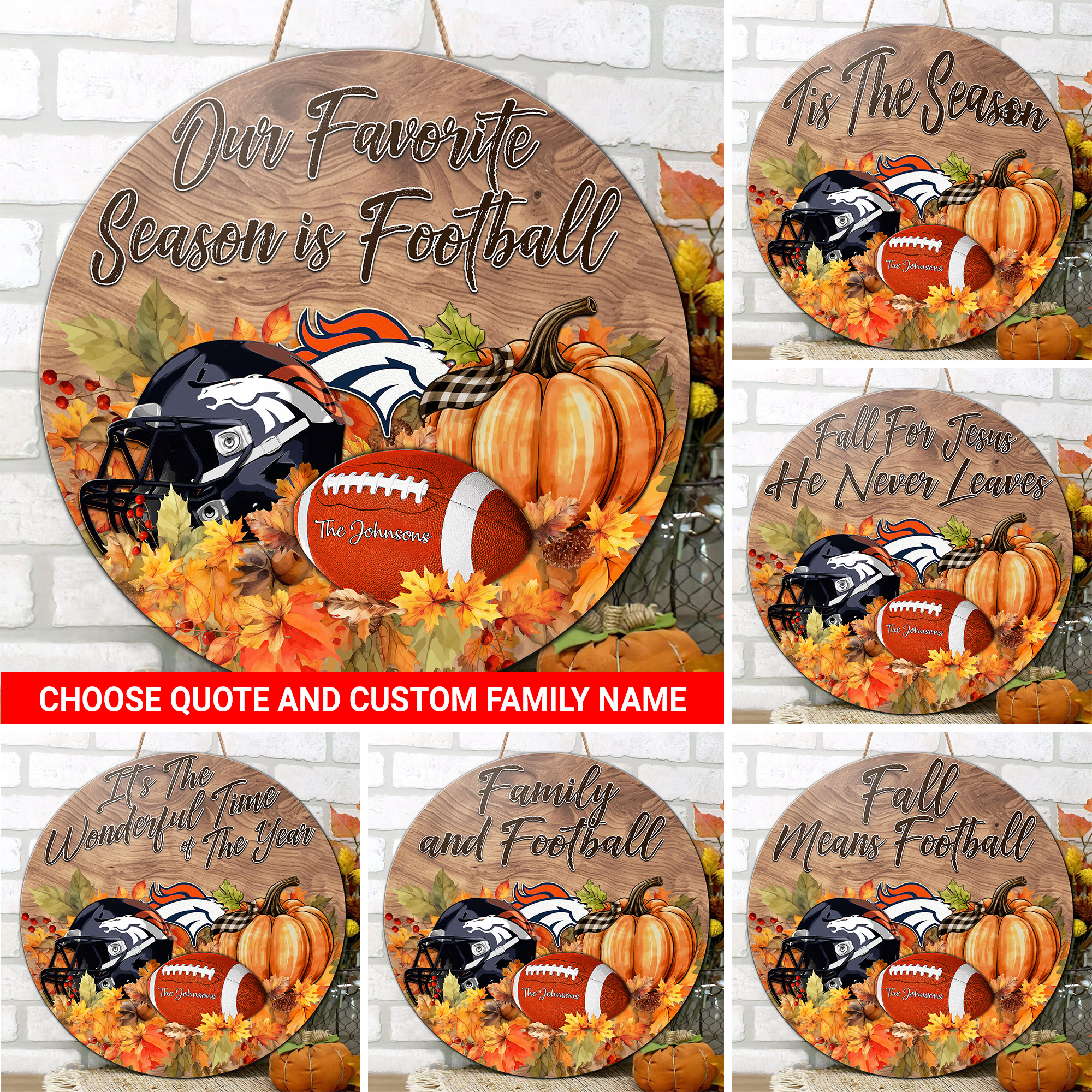 Denver Broncos Shape Wooden Sign Custom Your Family Name And Choose Your Quotes, Sport Sign