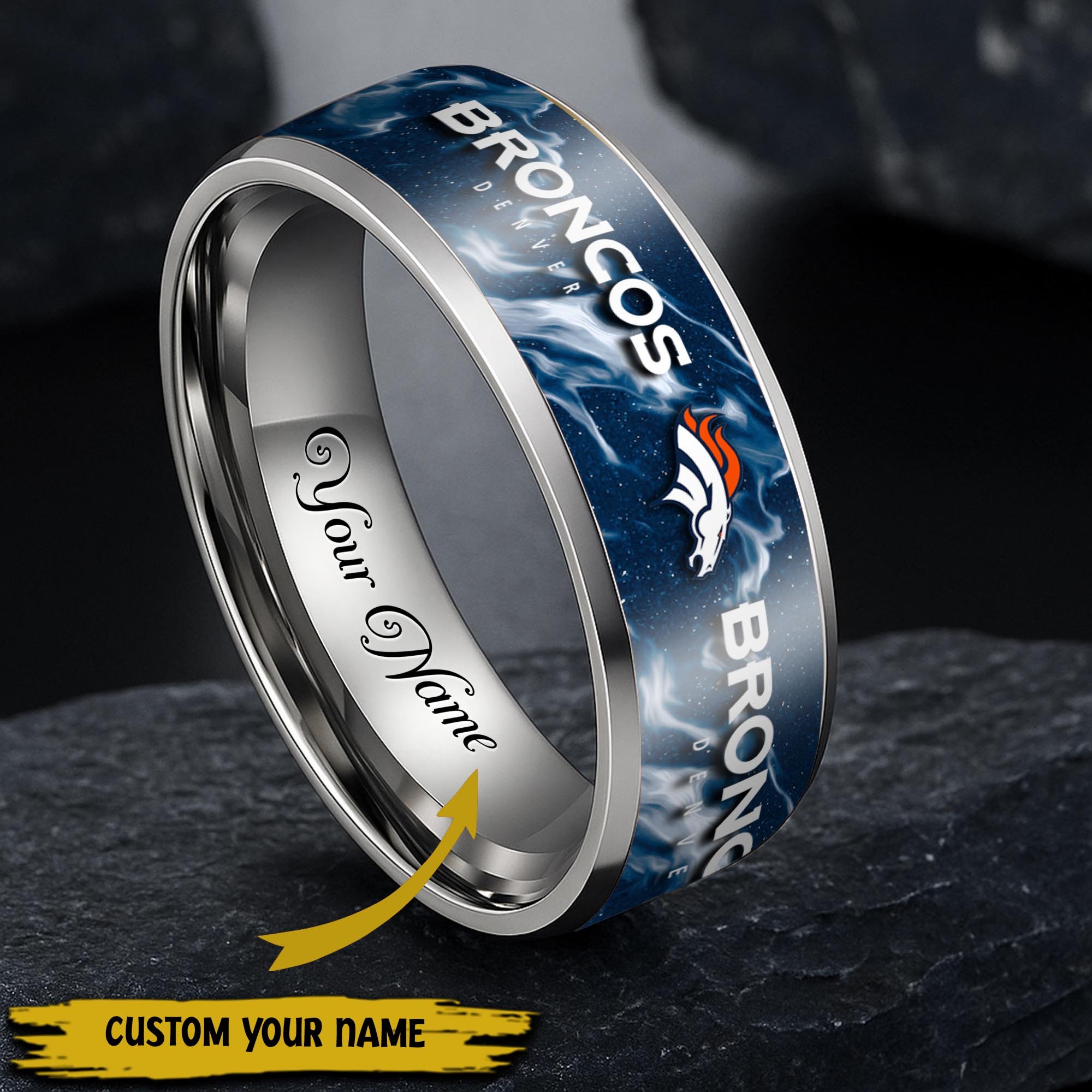 Denver Broncos Stainless Steel Rings Comes With Box 2025 Versions, Gifts For Fan