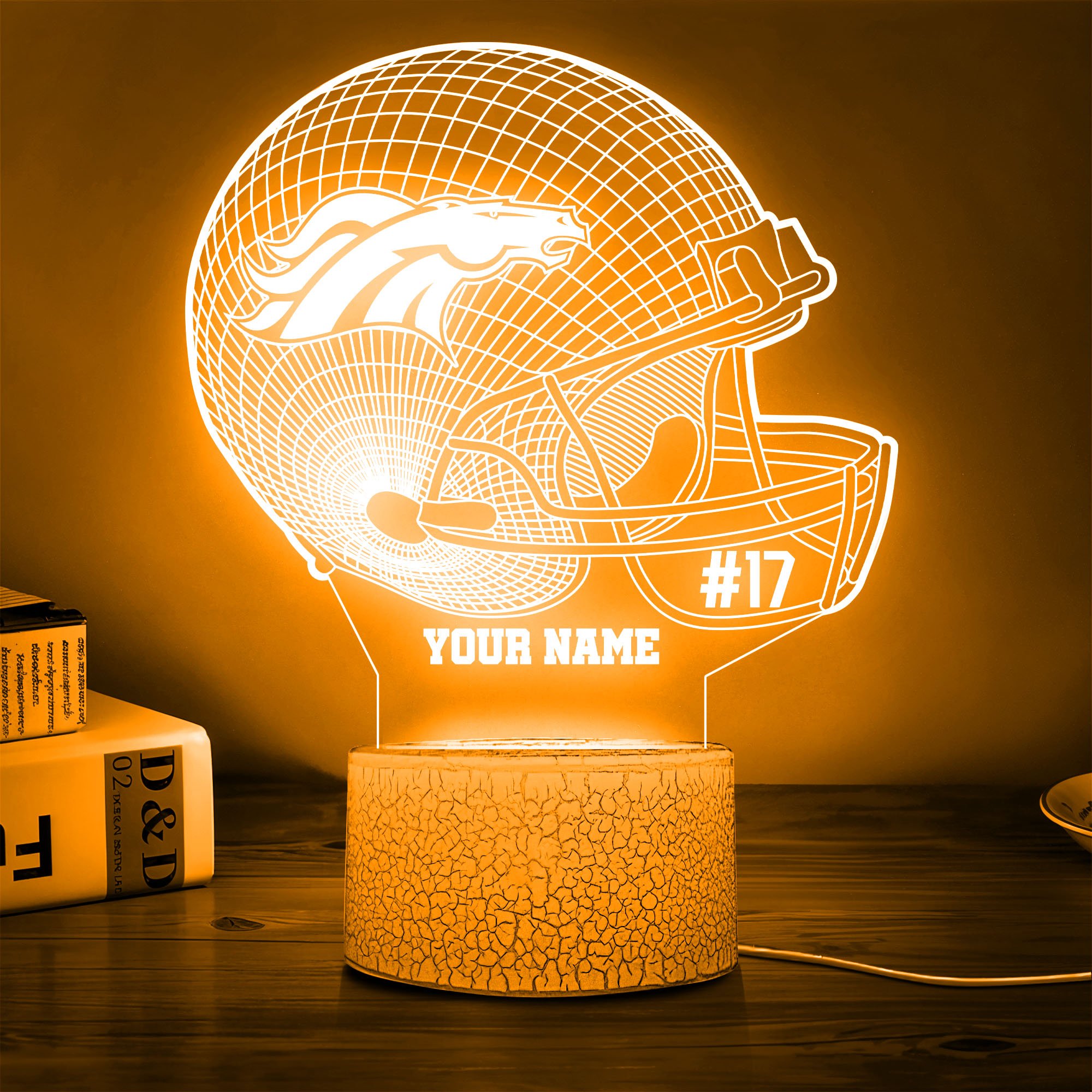 Denver Broncos Team 3D Led Lamp Custom Name And Year, Sport Lamp, Home Decor 