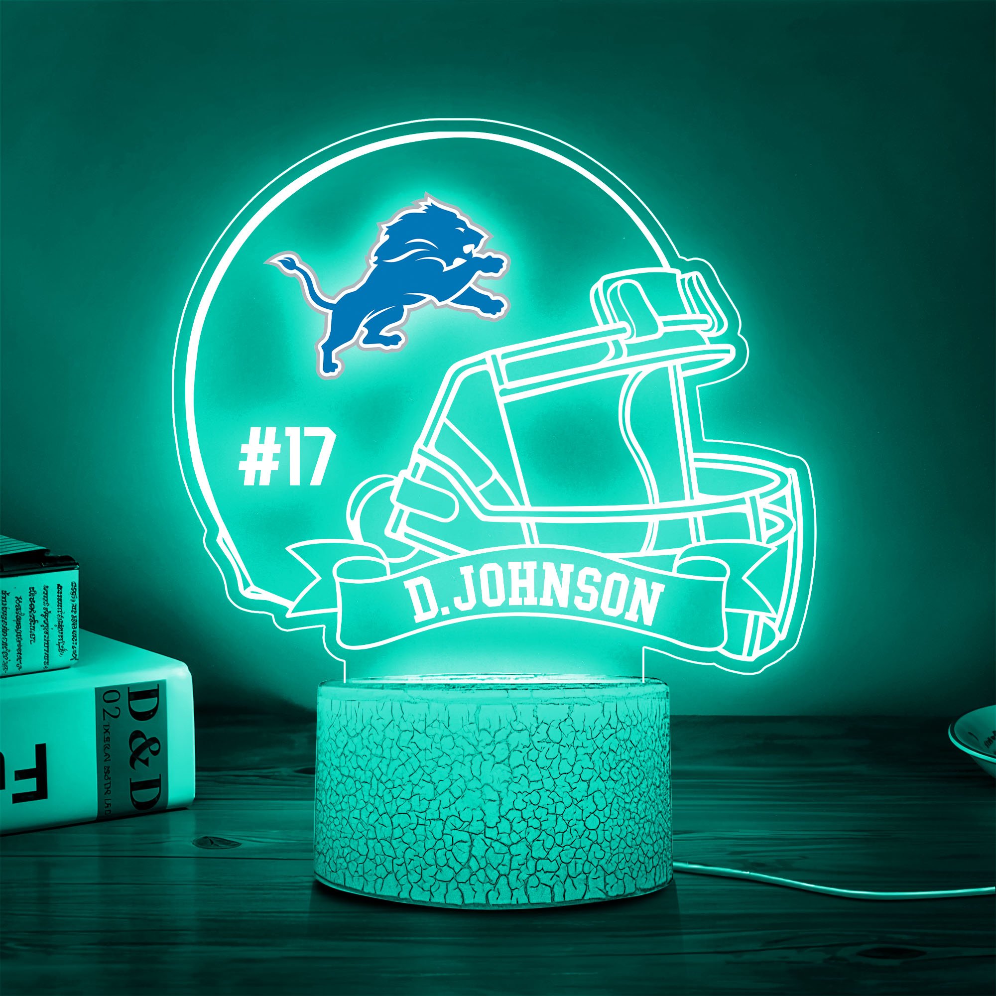 Detroit Lions 3D Led Lamp Custom Name And Number, Sport Lamp, Home Decor 