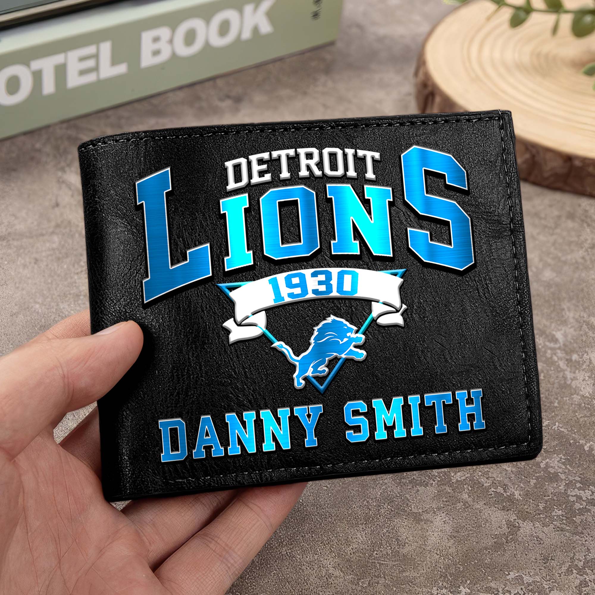 Detroit Lions Men Wallet Custom Your Name, Football Team Men Wallet For Fans, Gifts For Football Lovers