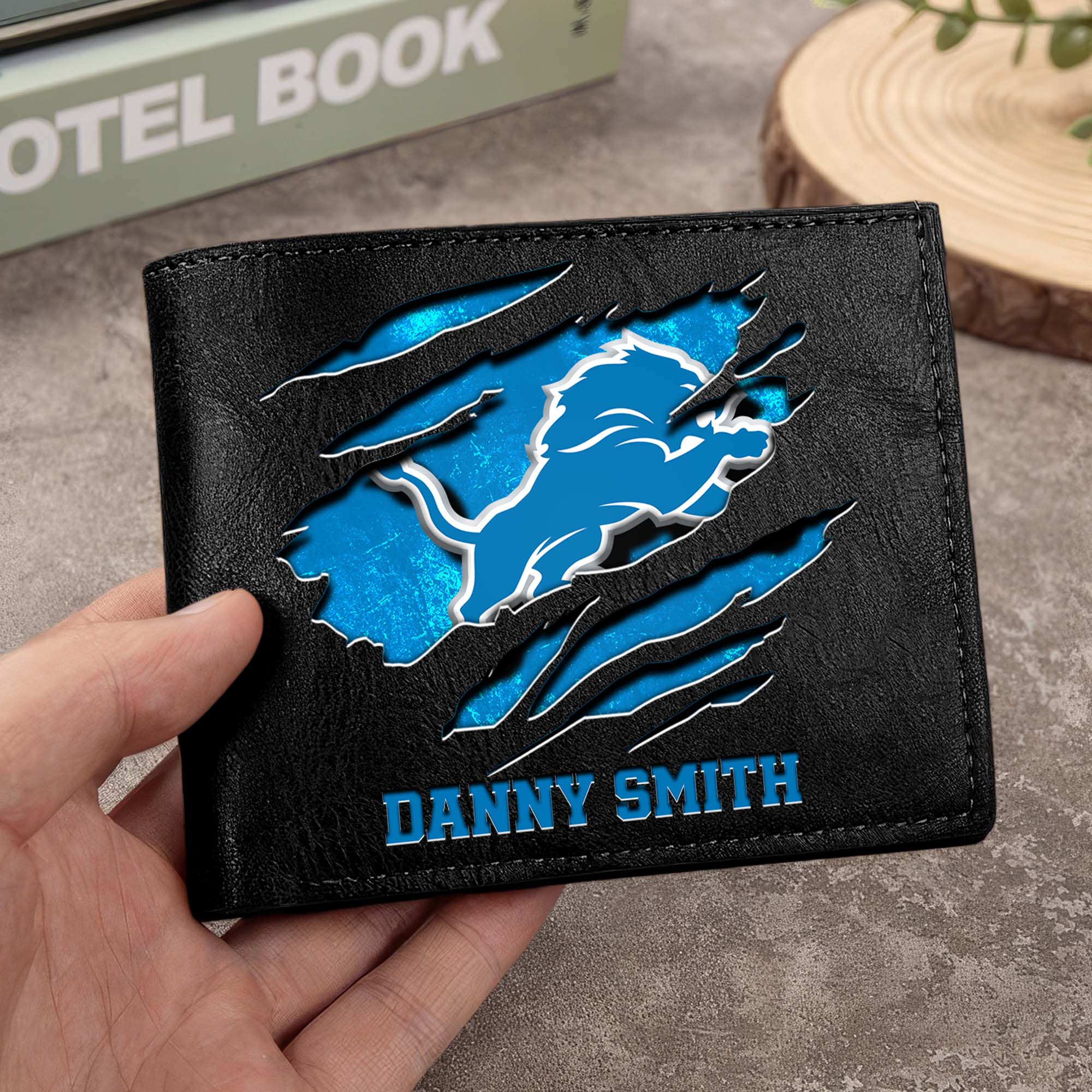 Detroit Lions Men Wallet Custom Your Name, Football Team Men Wallet For Fans, Gifts For Football Lovers