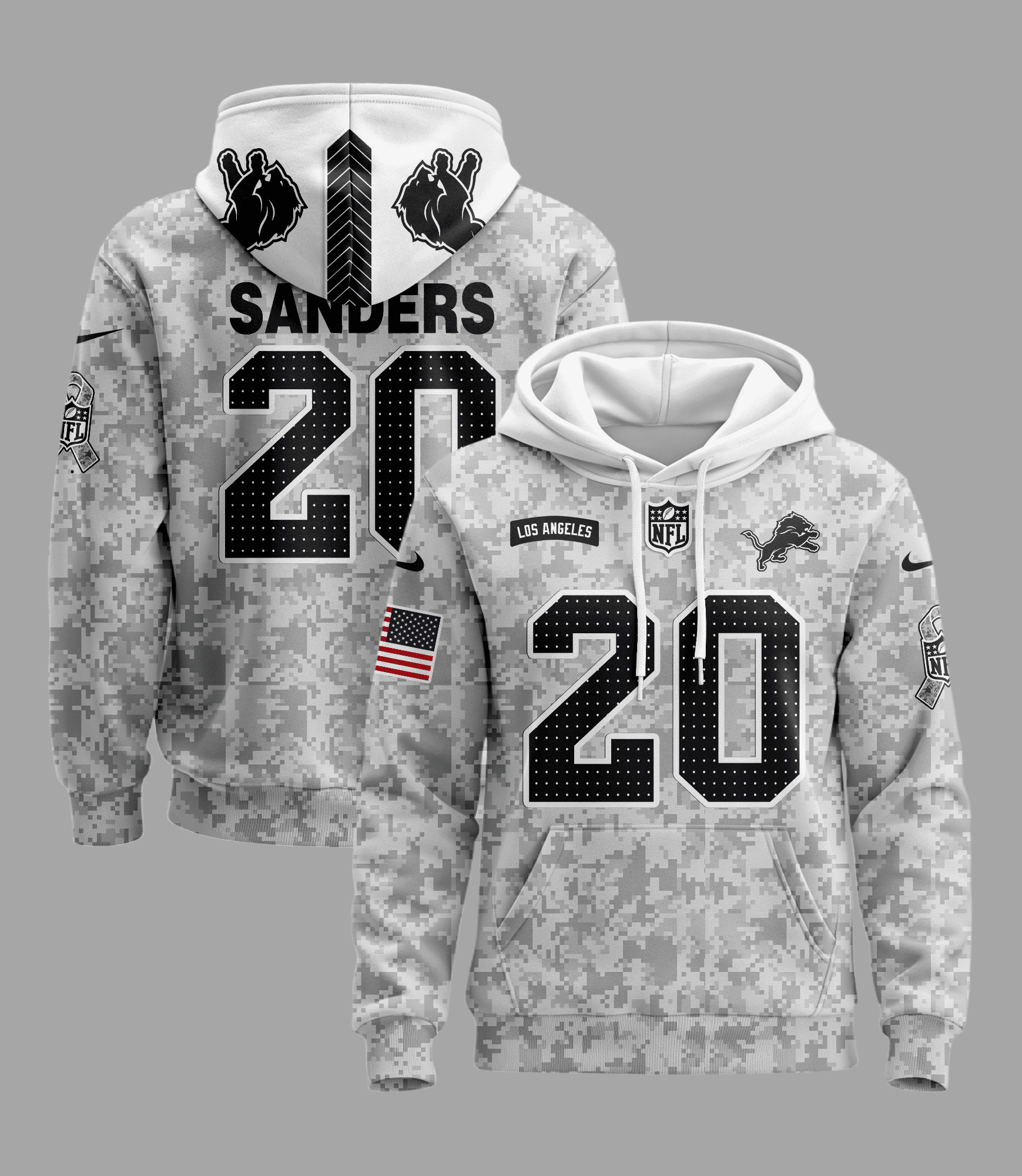 Detroit Lions NFL Personalized Camo Veteran Hoodie LPH1012