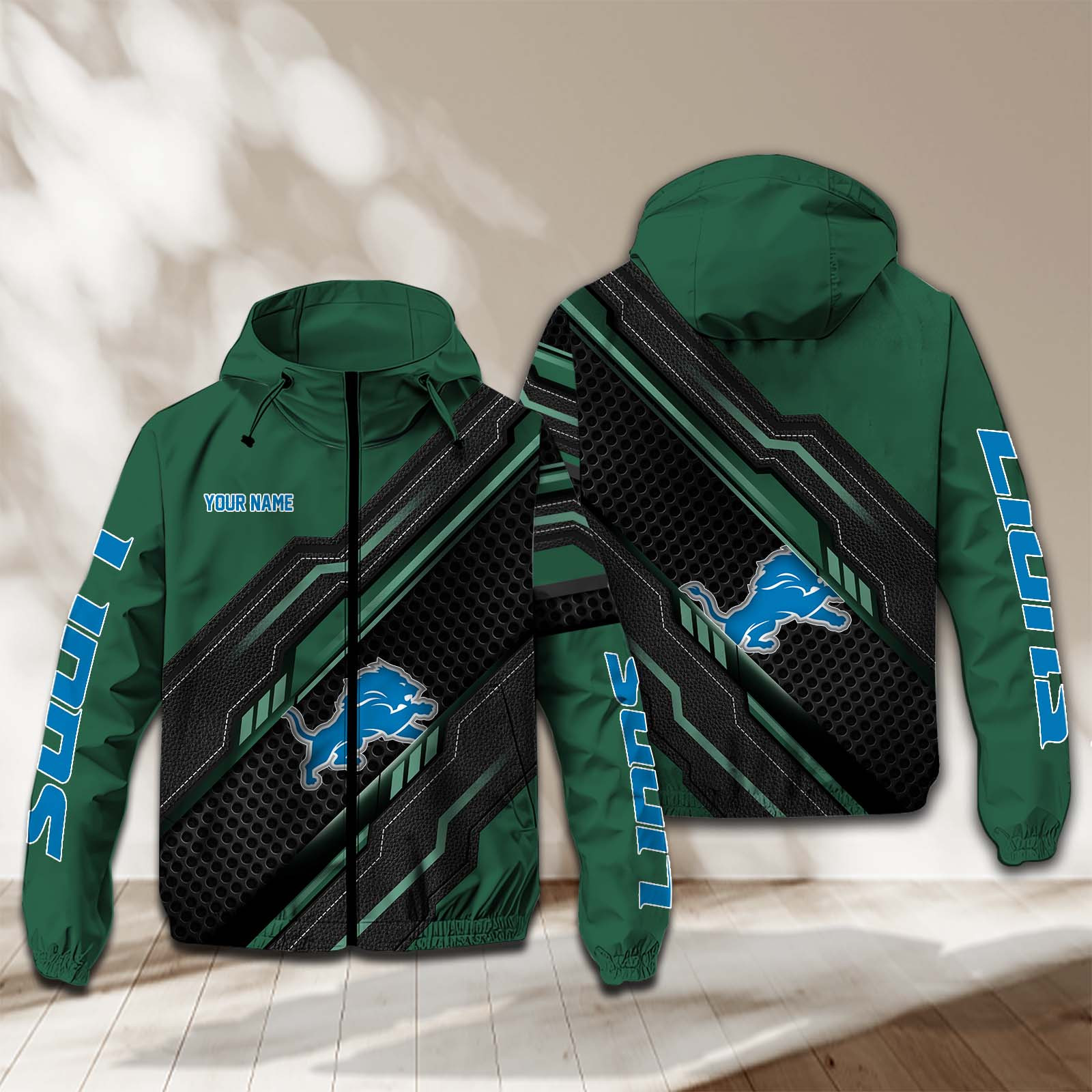 Detroit Lions NFL Personalized Windbreaker Jacket For Fan
