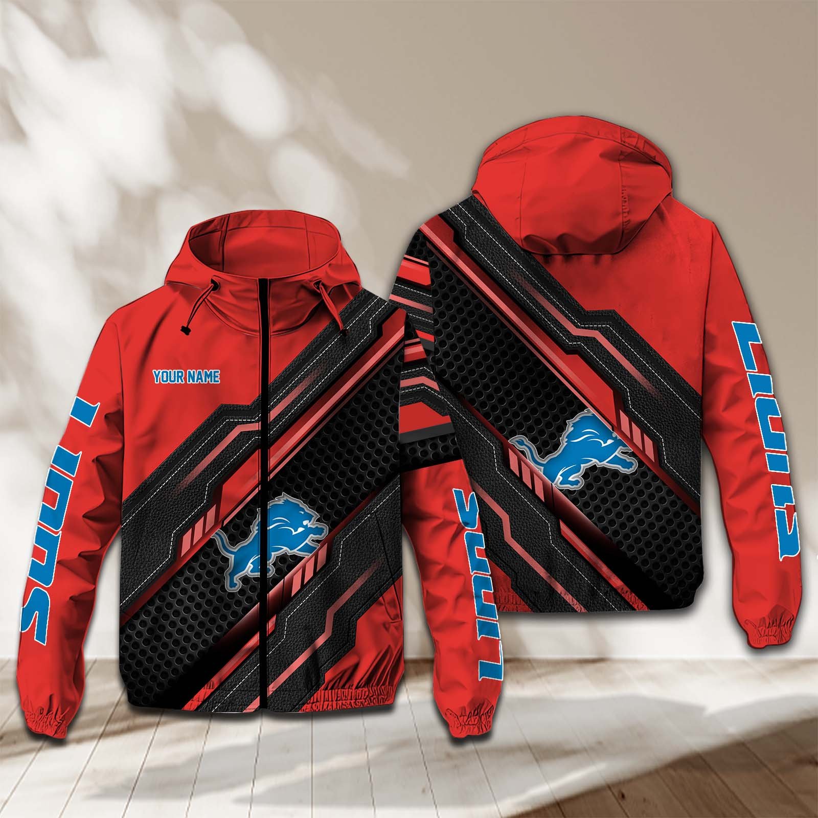Detroit Lions NFL Personalized Windbreaker Jacket For Fan