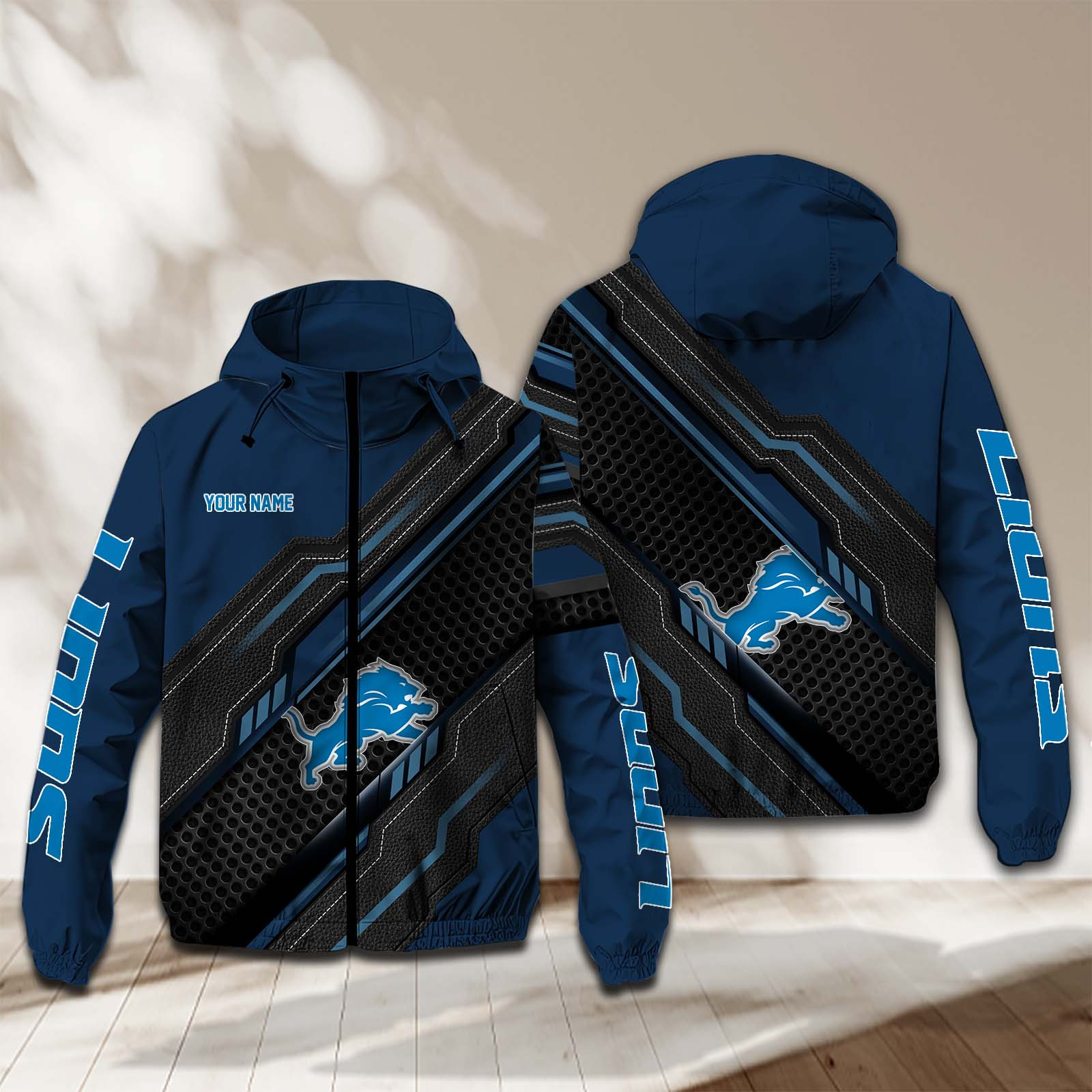 Detroit Lions NFL Personalized Windbreaker Jacket For Fan