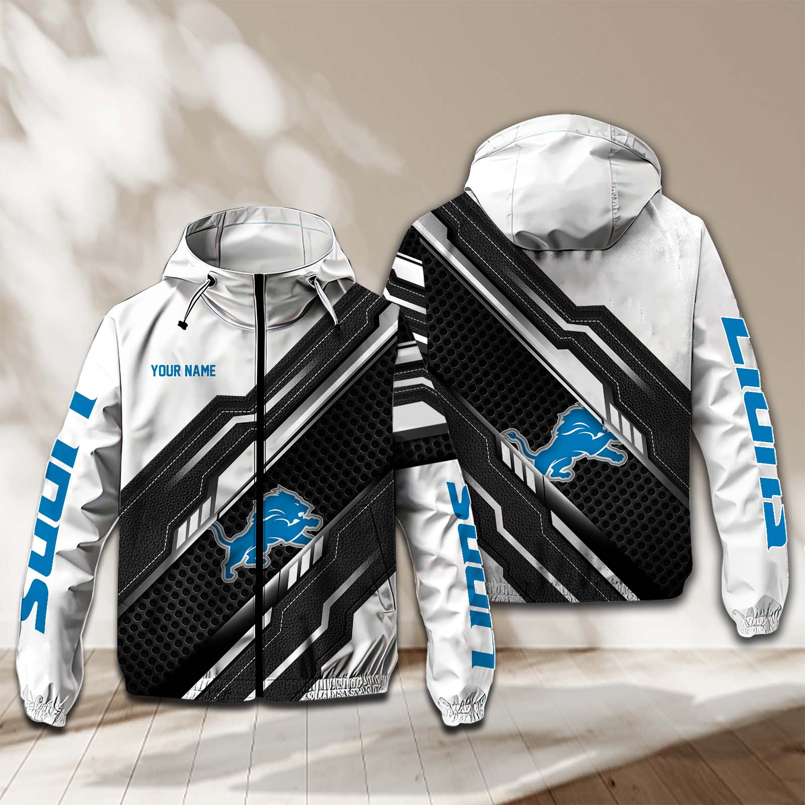 Detroit Lions NFL Personalized Windbreaker Jacket For Fan
