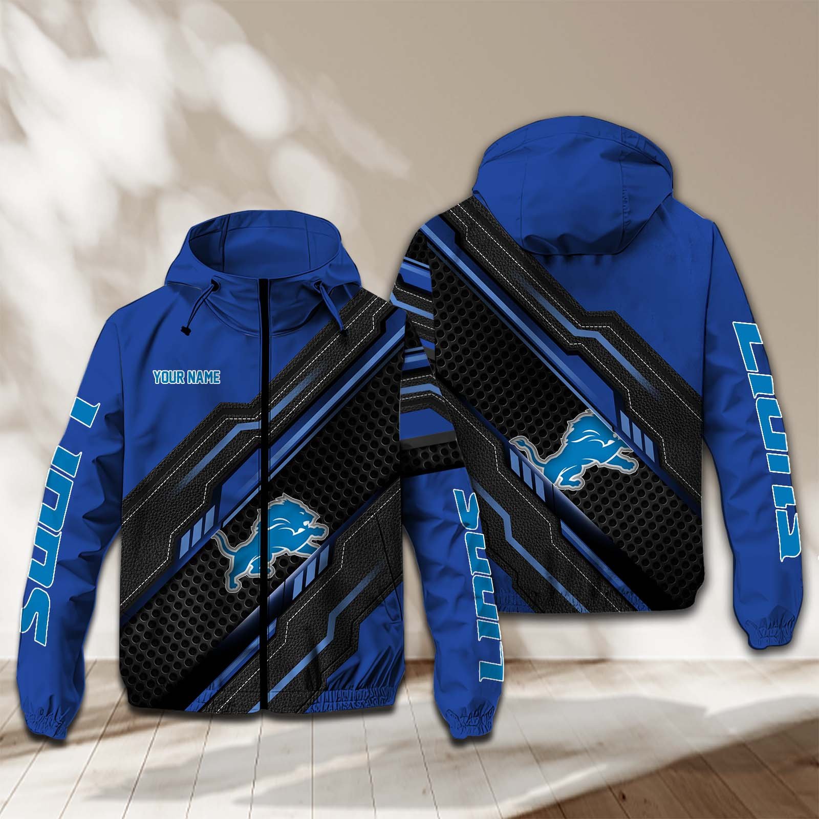 Detroit Lions NFL Personalized Windbreaker Jacket For Fan