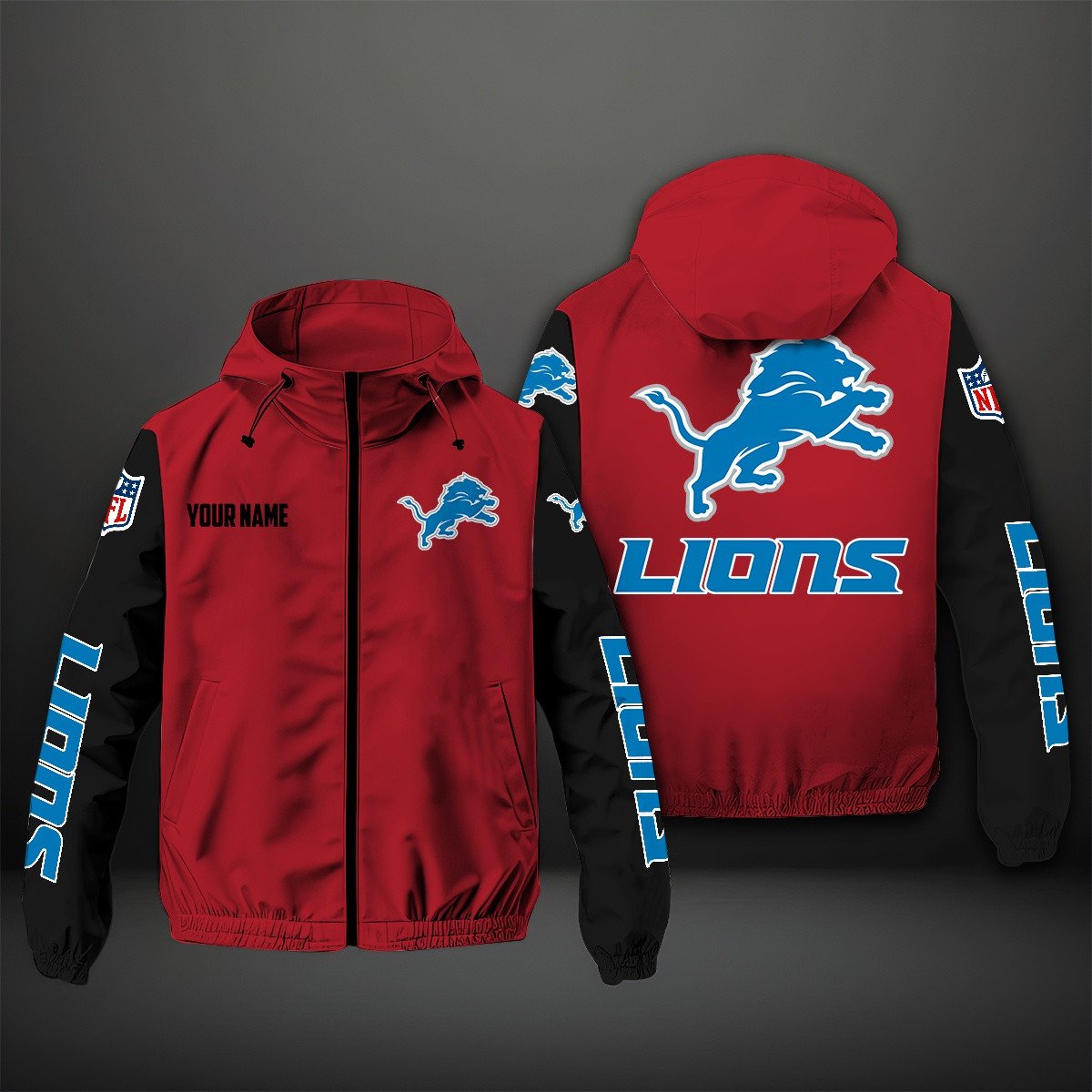 Detroit Lions NFL Personalized Windbreaker Jacket For Fan