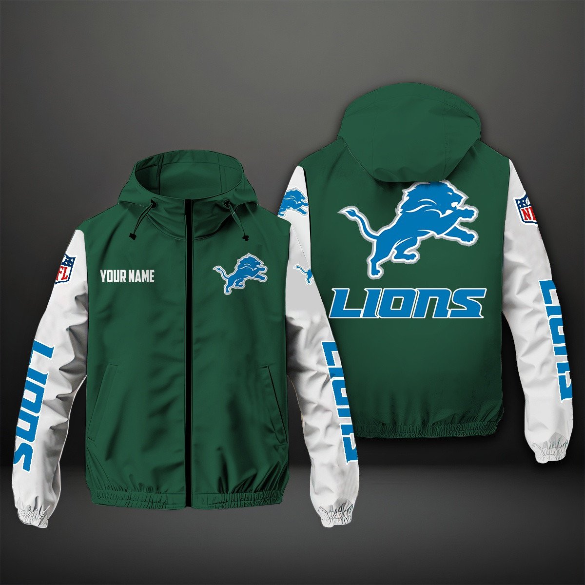 Detroit Lions NFL Personalized Windbreaker Jacket For Fan
