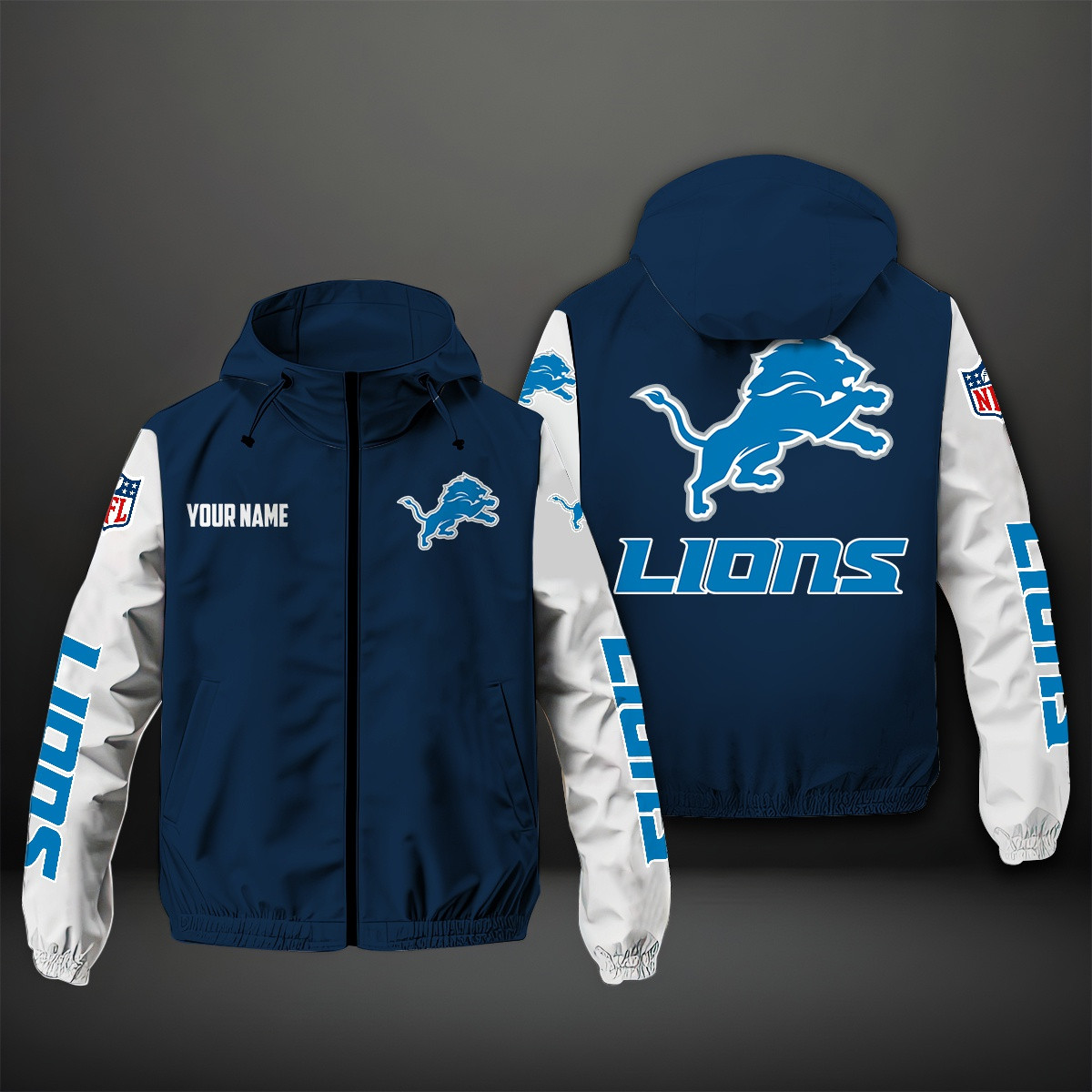 Detroit Lions NFL Personalized Windbreaker Jacket For Fan