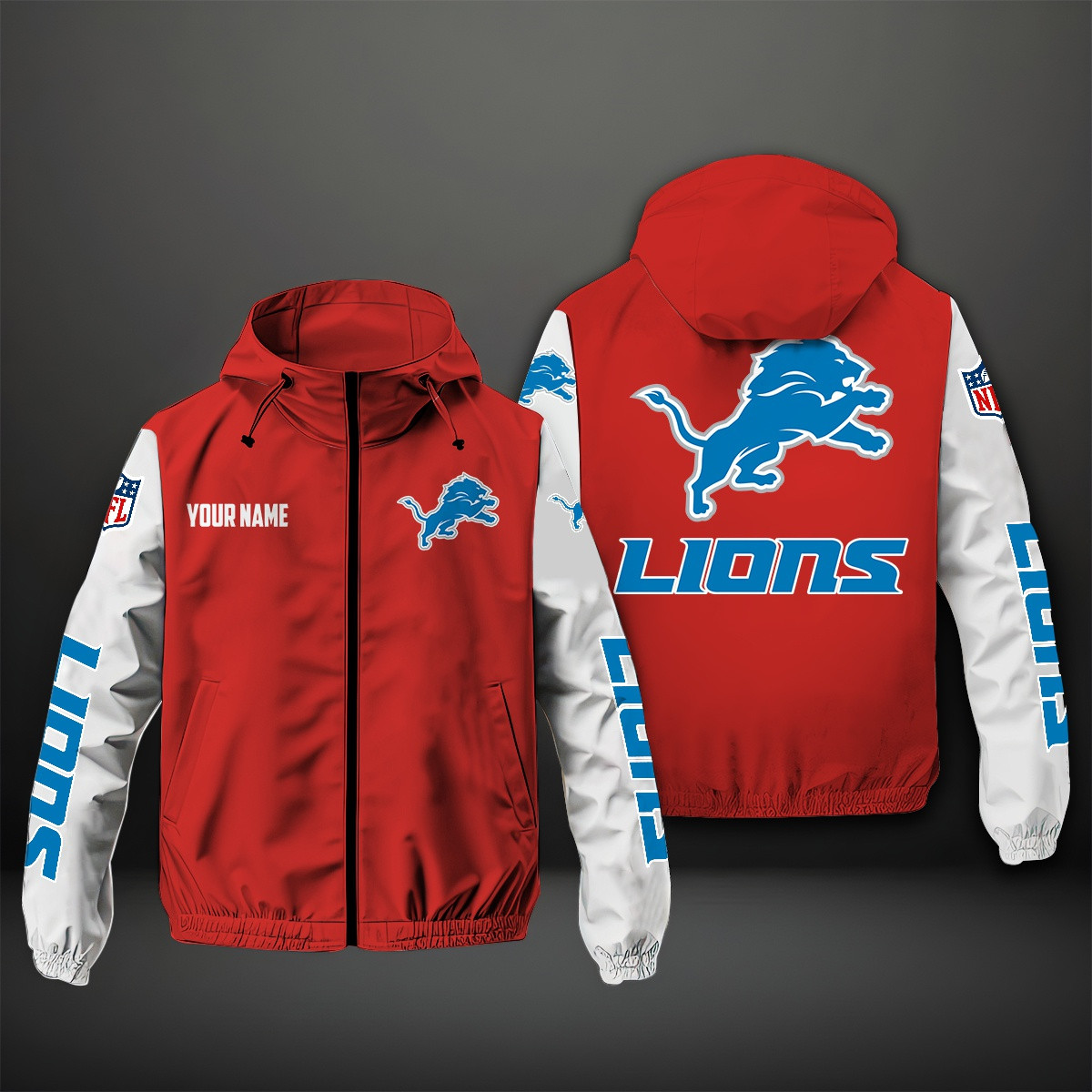 Detroit Lions NFL Personalized Windbreaker Jacket For Fan