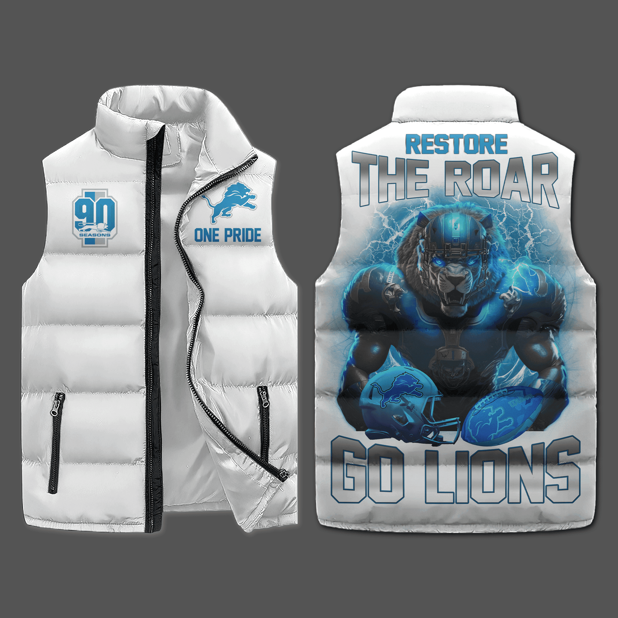 Detroit Lions NFL Sleeveless Puffer Jacket