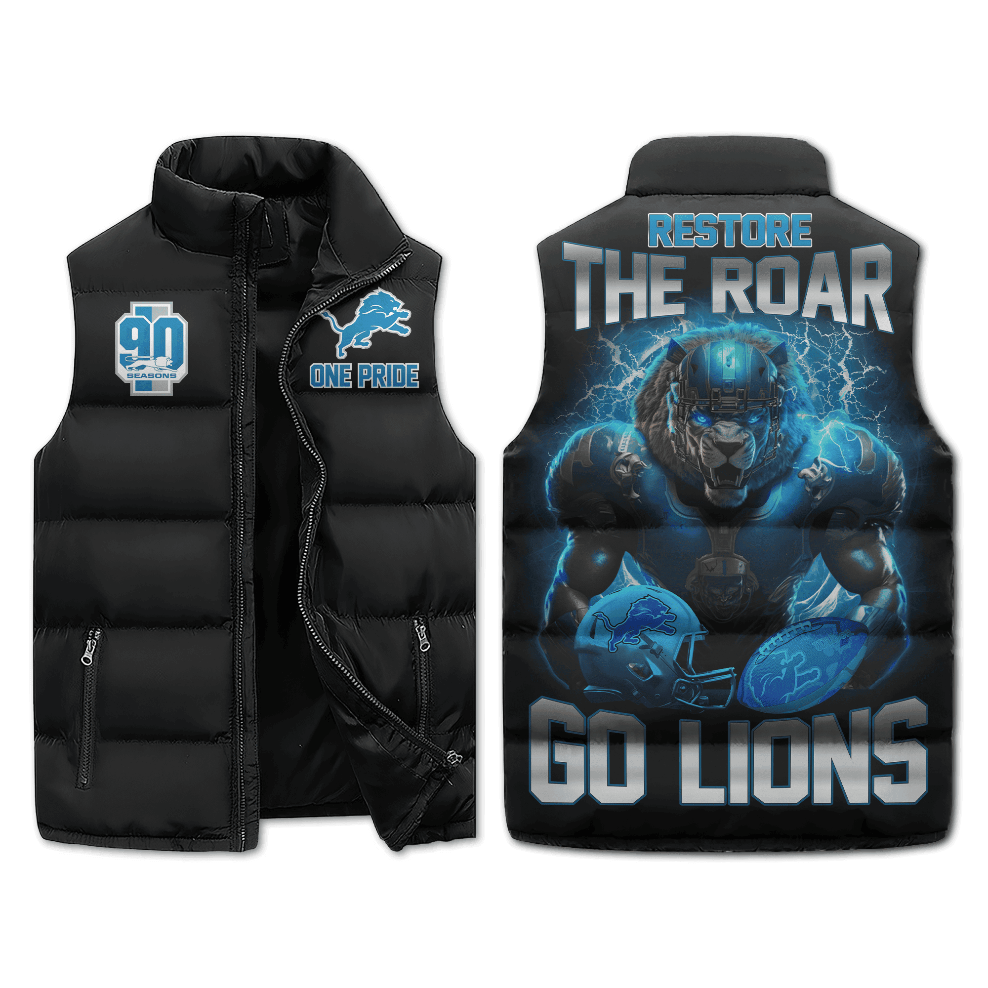 Detroit Lions NFL Sleeveless Puffer Jacket