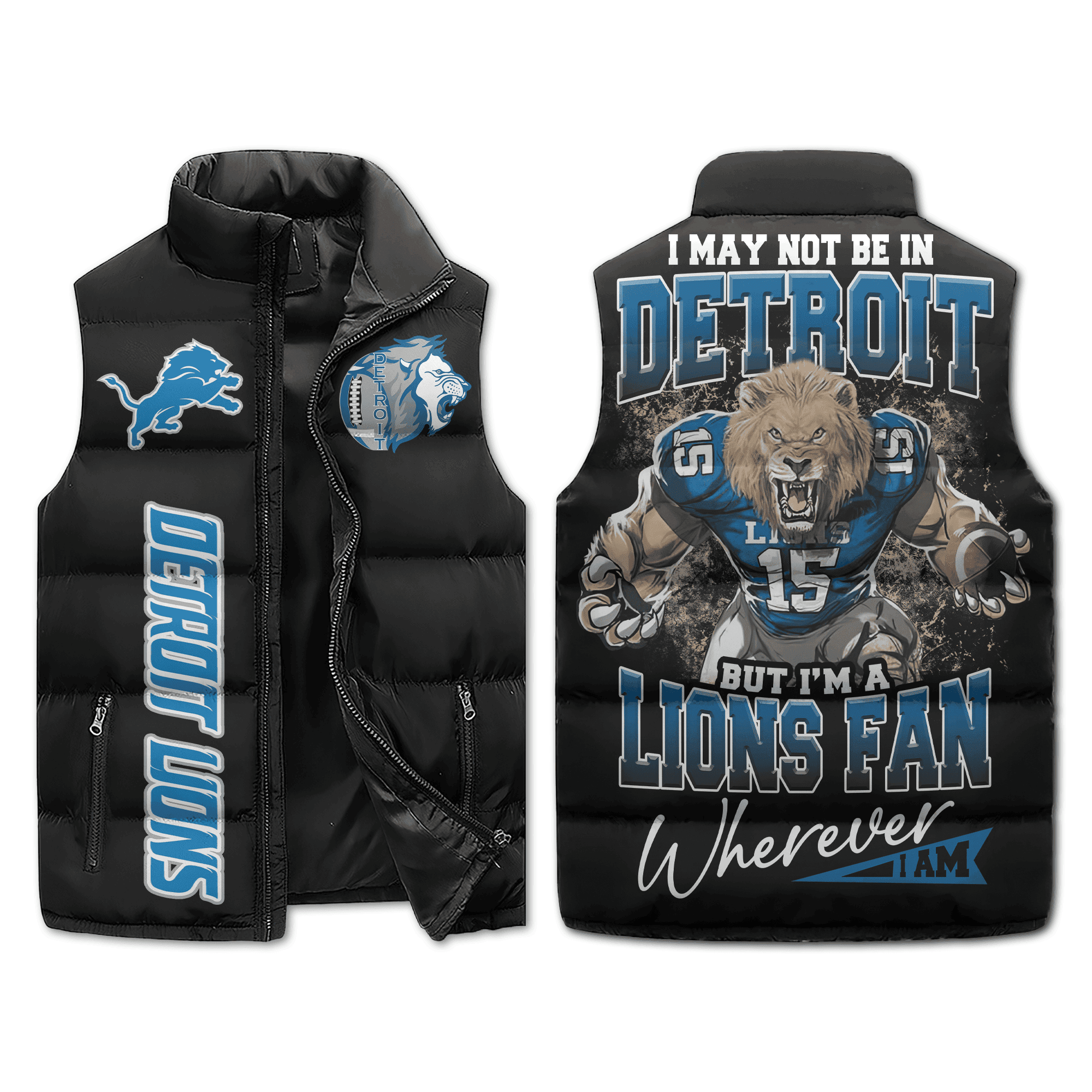 Detroit Lions NFL Sleeveless Puffer Jacket