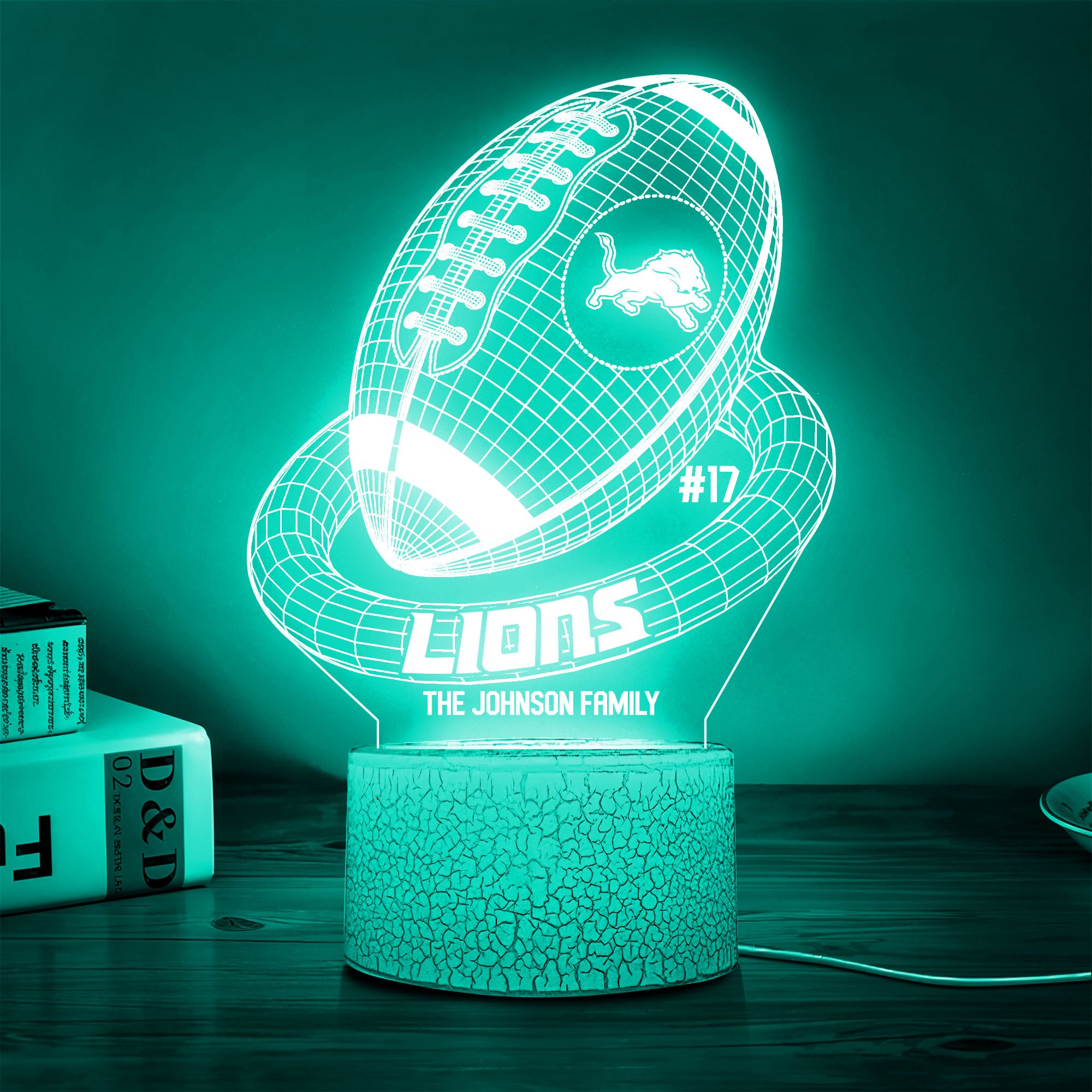 Detroit Lions Sport Team 3D Led Lamps Custom Family Name And Number, Sport Gifts, Sport Home Decor 