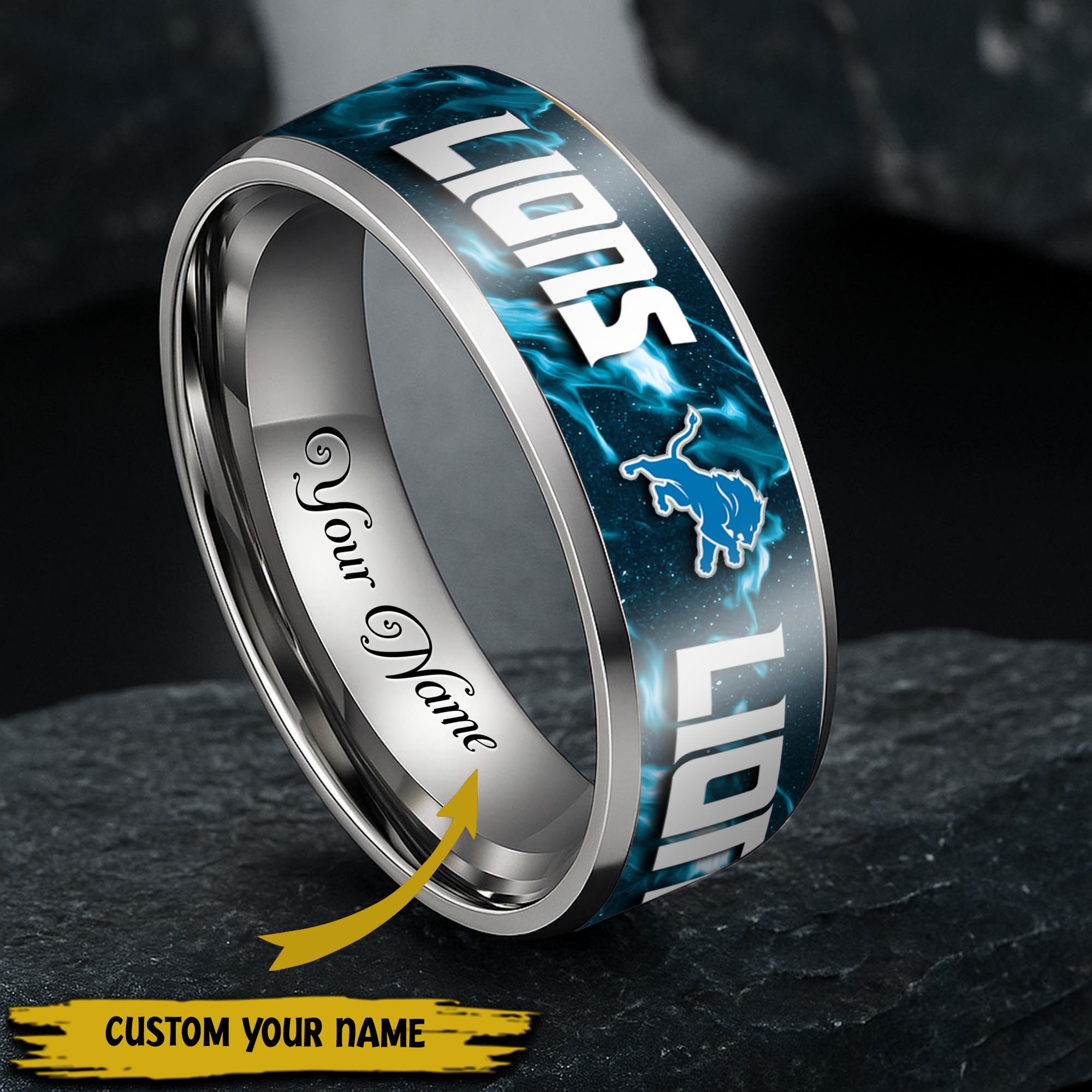 Detroit Lions Stainless Steel Rings Comes With Box 2025 Versions, Gifts For Fan