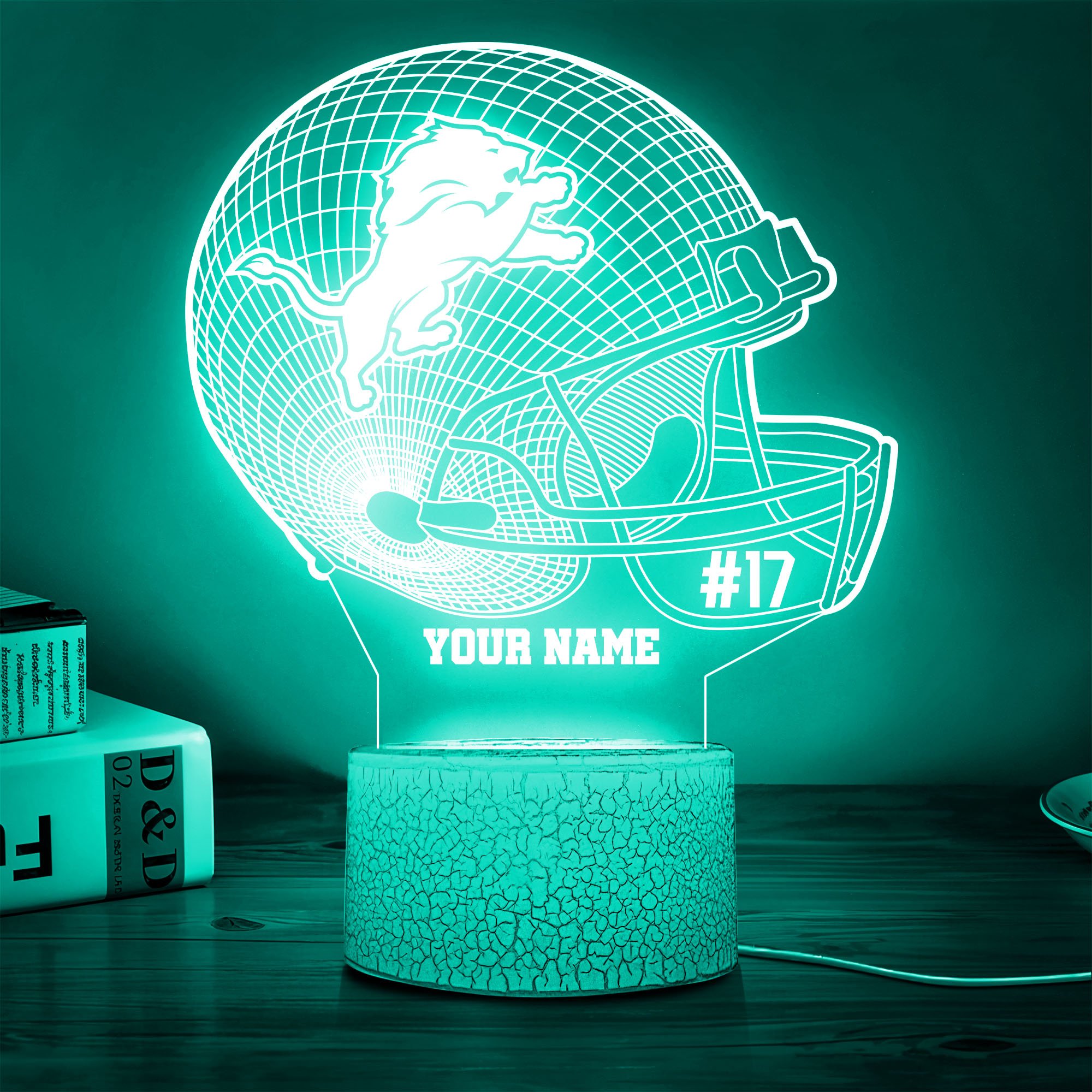 Detroit Lions Team 3D Led Lamp Custom Name And Year, Sport Lamp, Home Decor 
