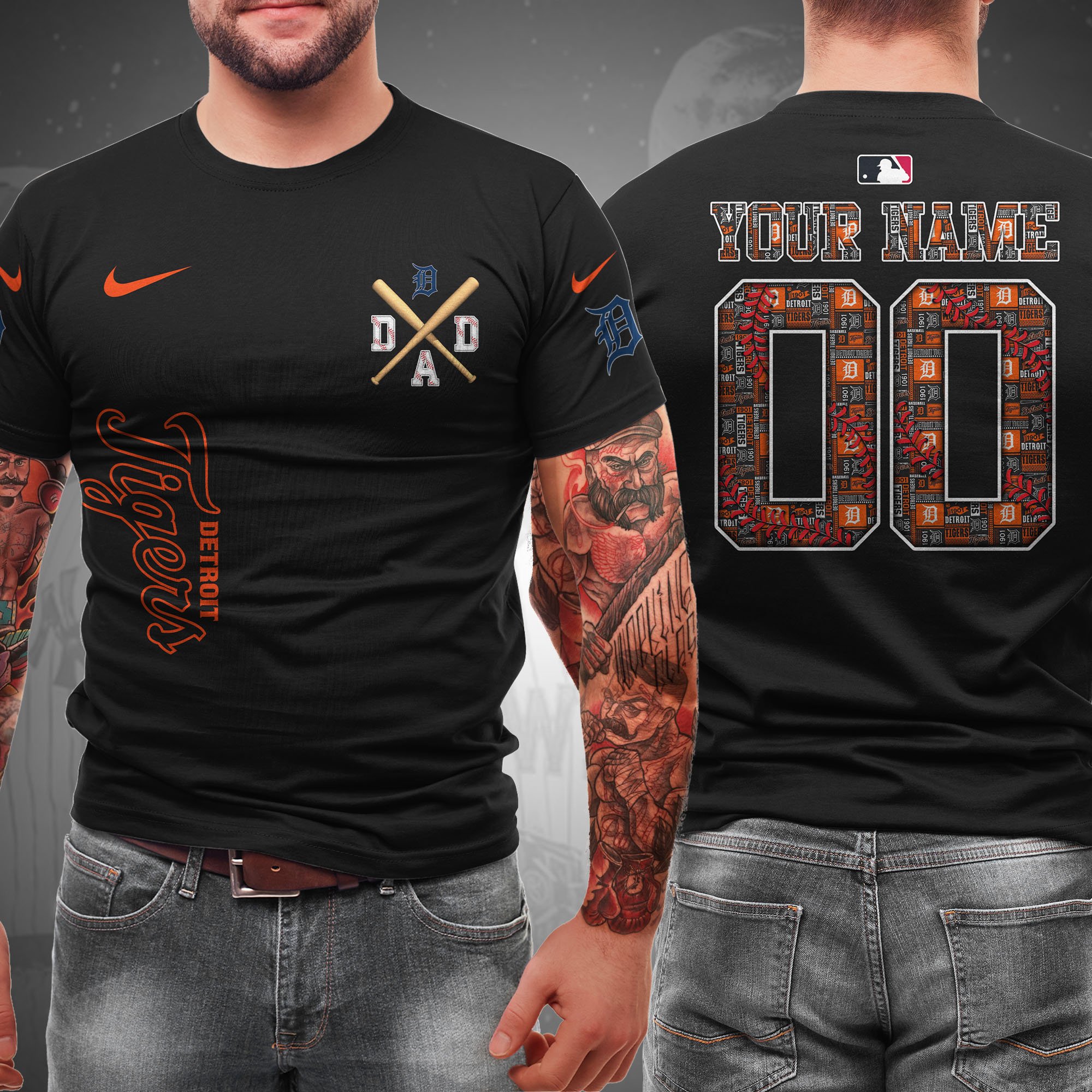 Detroit Tigers T-Shirt Custom Name And Number, Sport Team Shirt, Gifts For Dad 