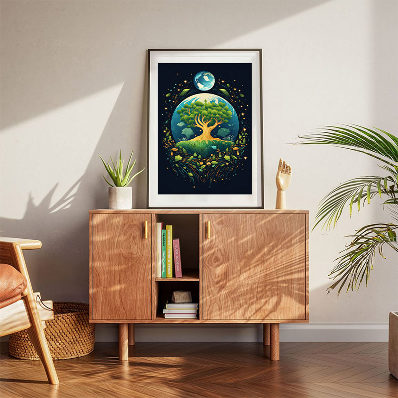 Digital Art With Planet Earth Poster