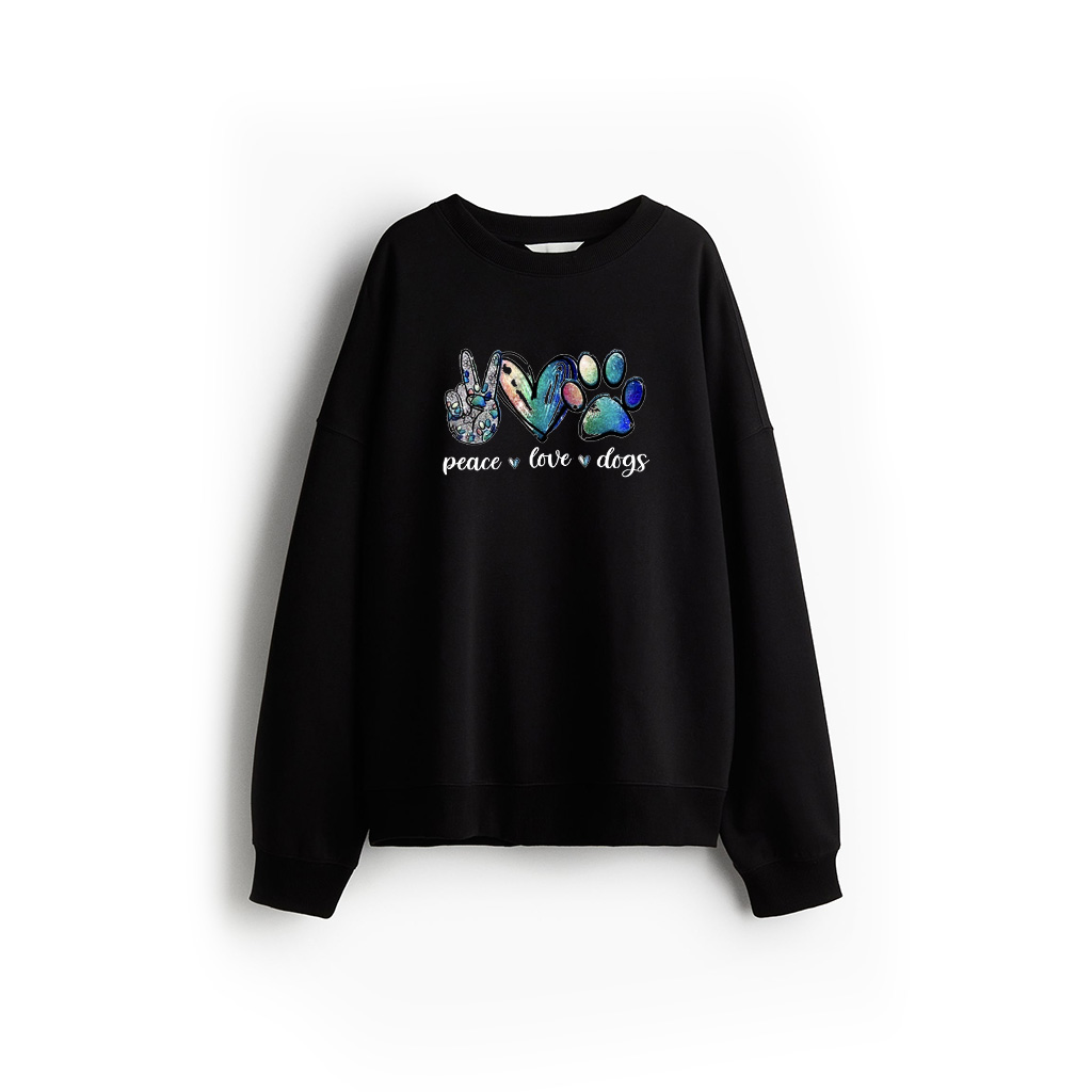 Dog Lover Peace Love Dogs Puppy Paw Sweatshirt