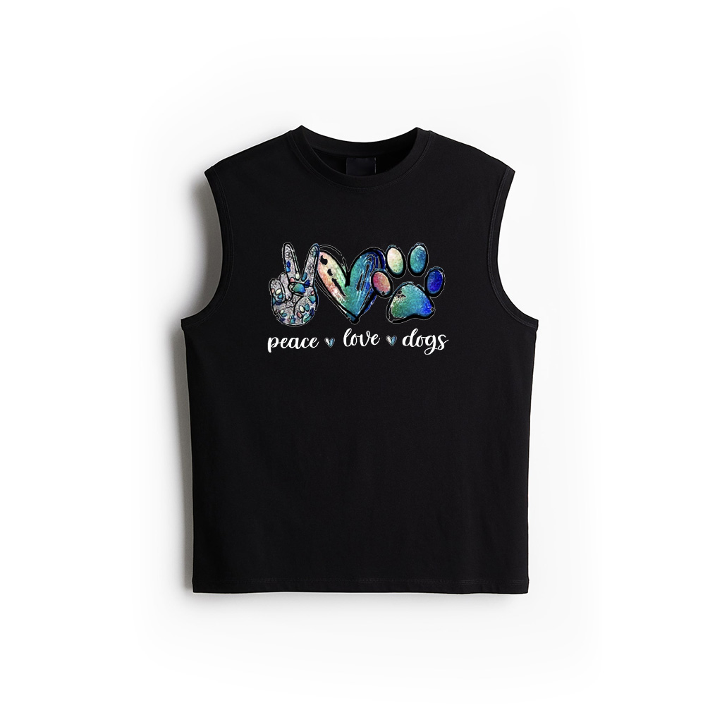 Dog Lover Peace Love Dogs Puppy Paw Tank Top