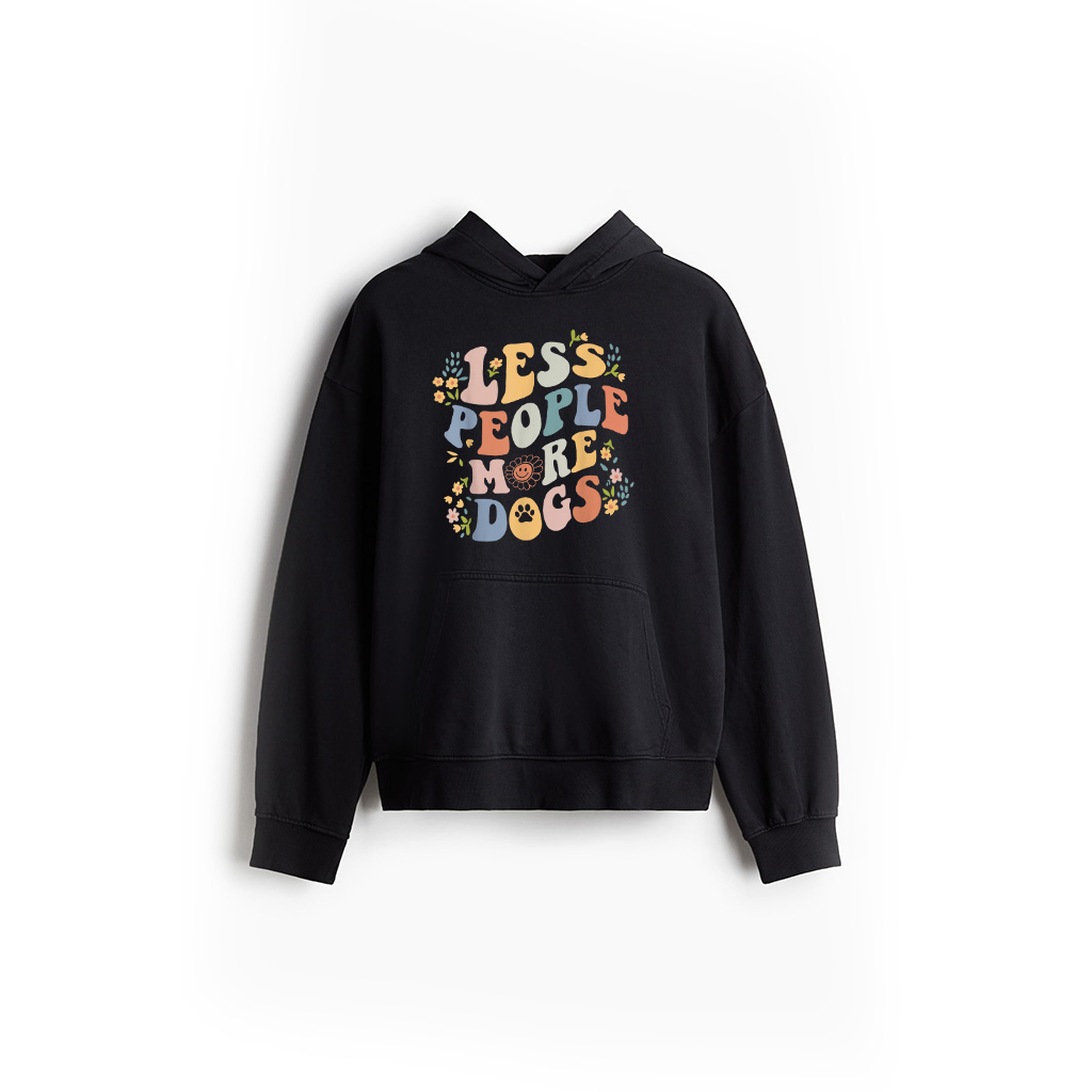 Dog Mama Less People More Dogs Groovy Vibes Funny Dog Quote Hoodie