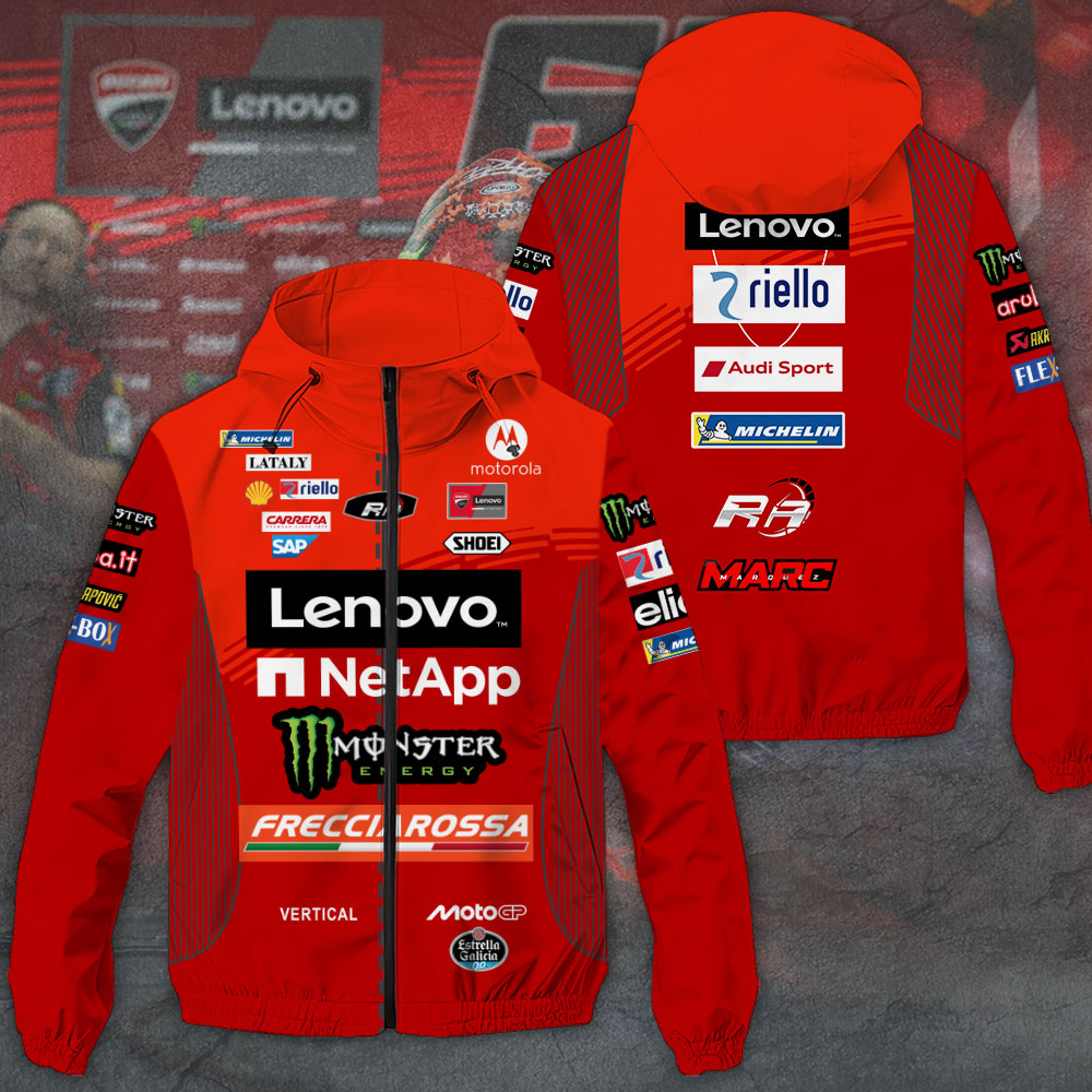 Ducati Lenovo Team X Francesco Bagnaia Racing F1 Style Windbreaker Jacket For Fans