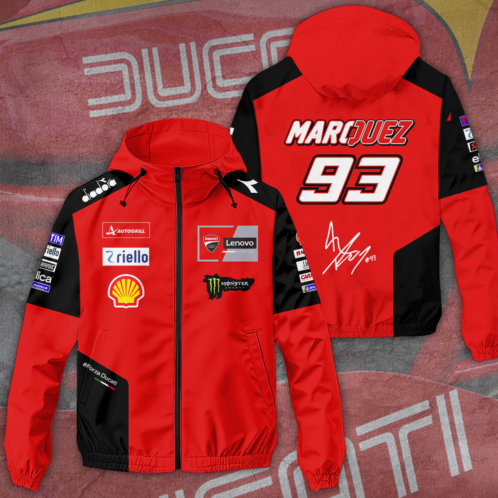 Ducati Lenovo Team X Marc Marquez Racing F1 Style Windbreaker Jacket For Fans