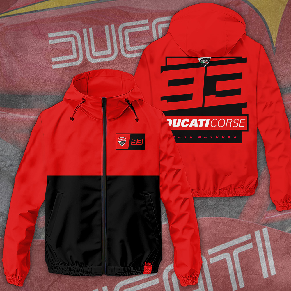 Ducati Lenovo Team X Marc Marquez Racing F1 Style Windbreaker Jacket For Fans
