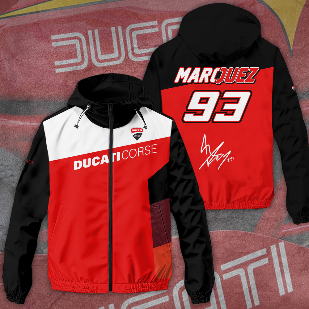 Ducati Lenovo Team X Marc Marquez Racing F1 Style Windbreaker Jacket For Fans