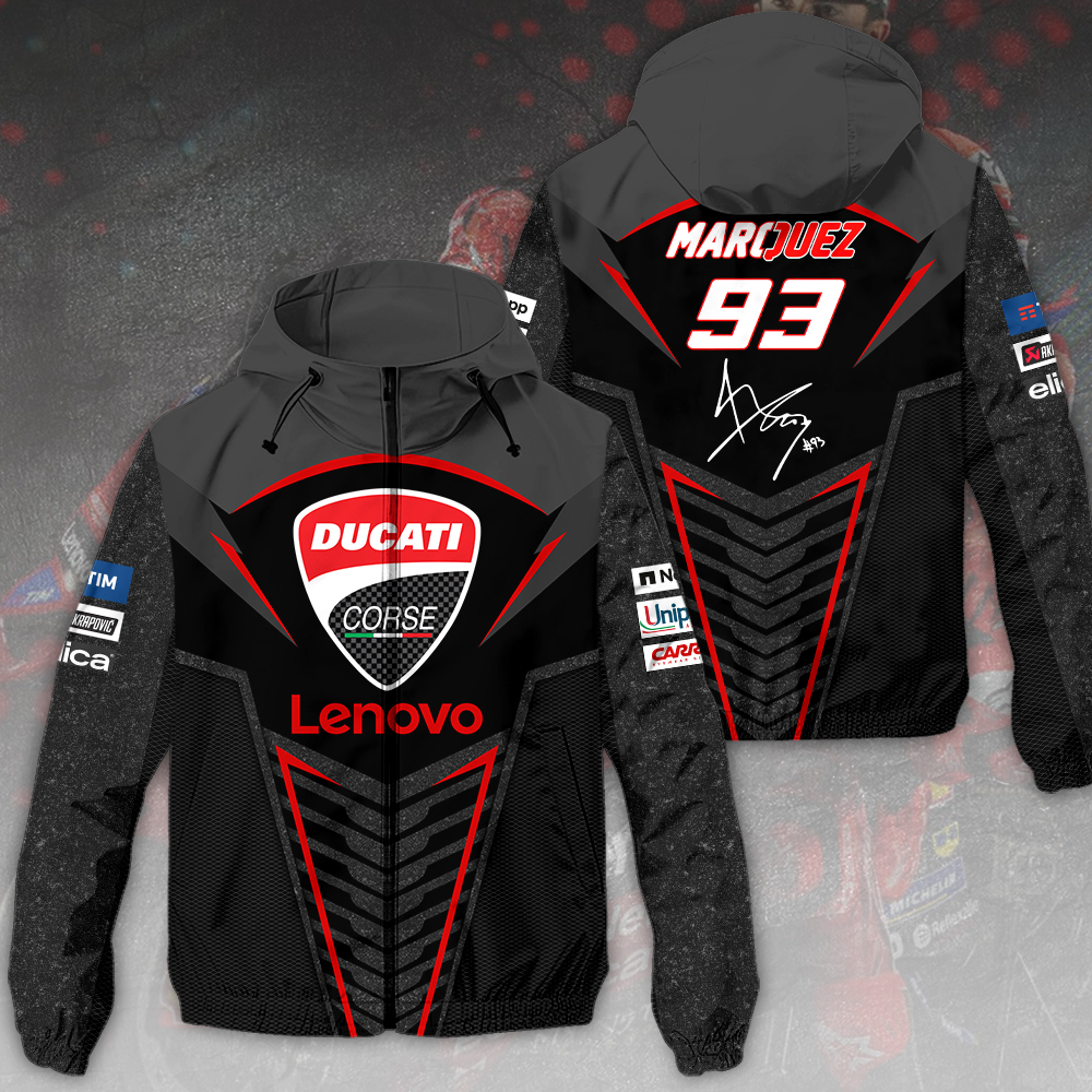 Ducati Lenovo Team X Marc Marquez Racing F1 Style Windbreaker Jacket For Fans