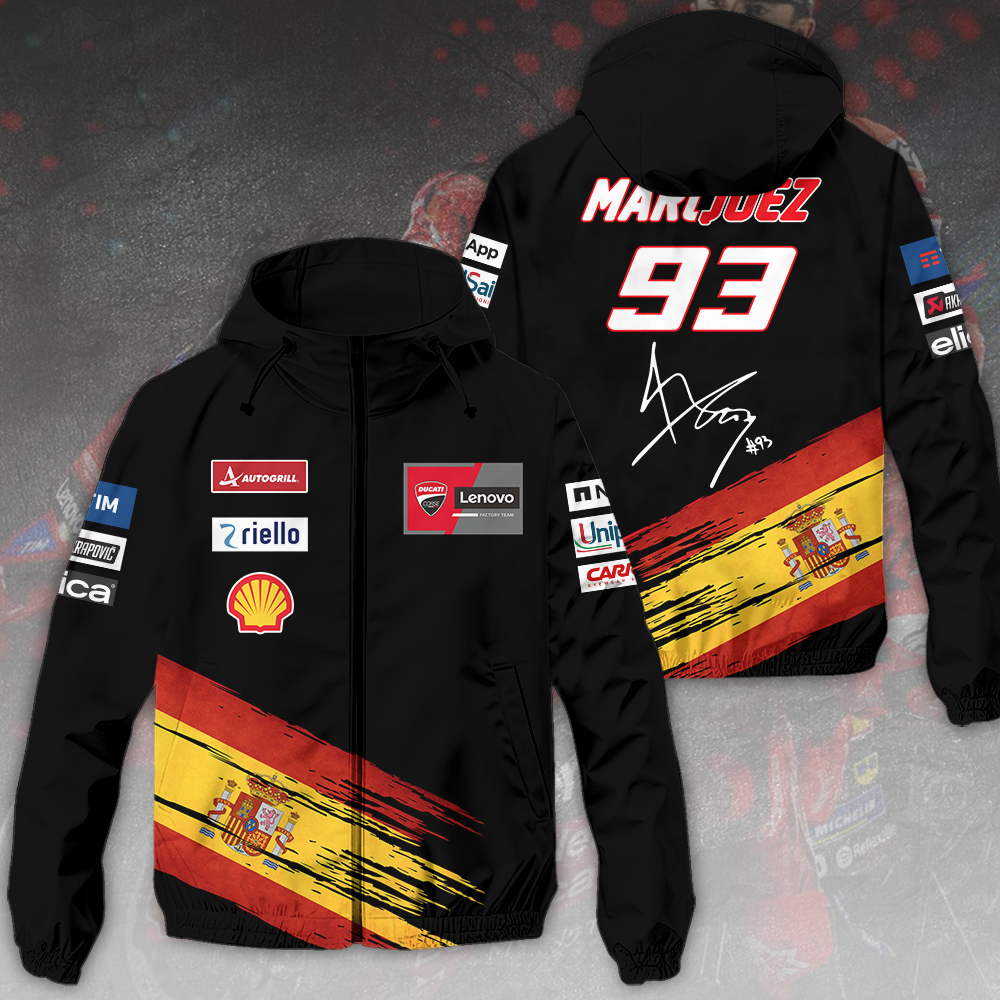 Ducati Lenovo Team X Marc Marquez Racing F1 Style Windbreaker Jacket For Fans