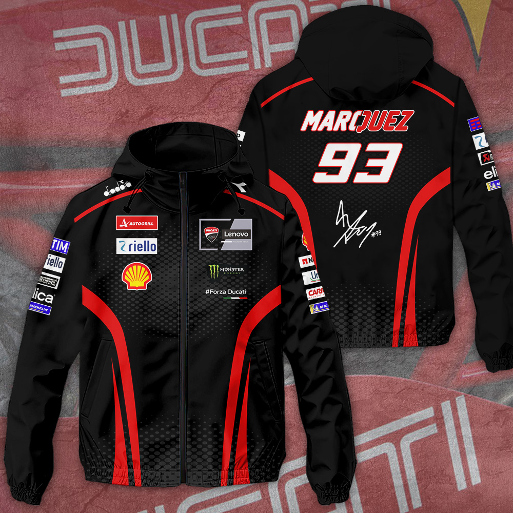 Ducati Lenovo Team X Marc Marquez Racing F1 Style Windbreaker Jacket For Fans