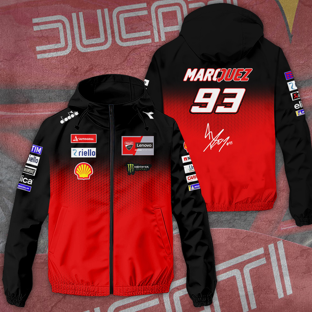 Ducati Lenovo Team X Marc Marquez Racing F1 Style Windbreaker Jacket For Fans