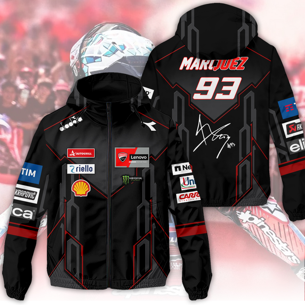 Ducati Lenovo Team X Marc Marquez Racing F1 Style Windbreaker Jacket For Fans
