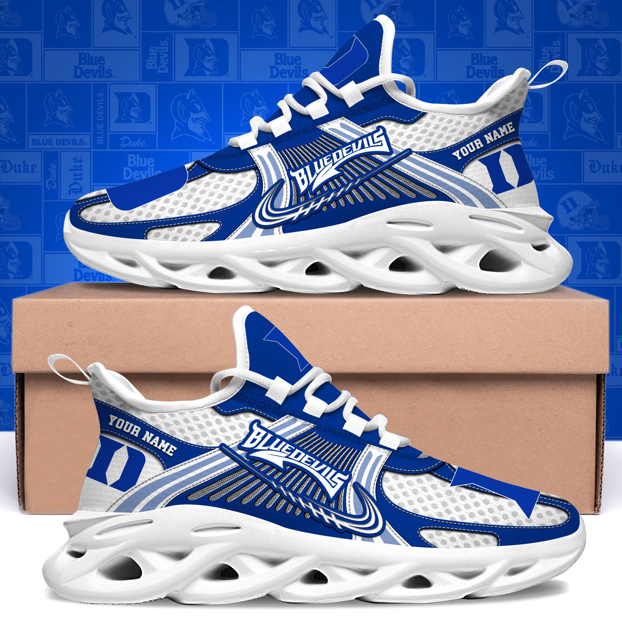 Duke Blue Devils Clunky Sneakers Custom Your Name, Sport Sneakers, Sport Gifts For Fan, Gifts For Him