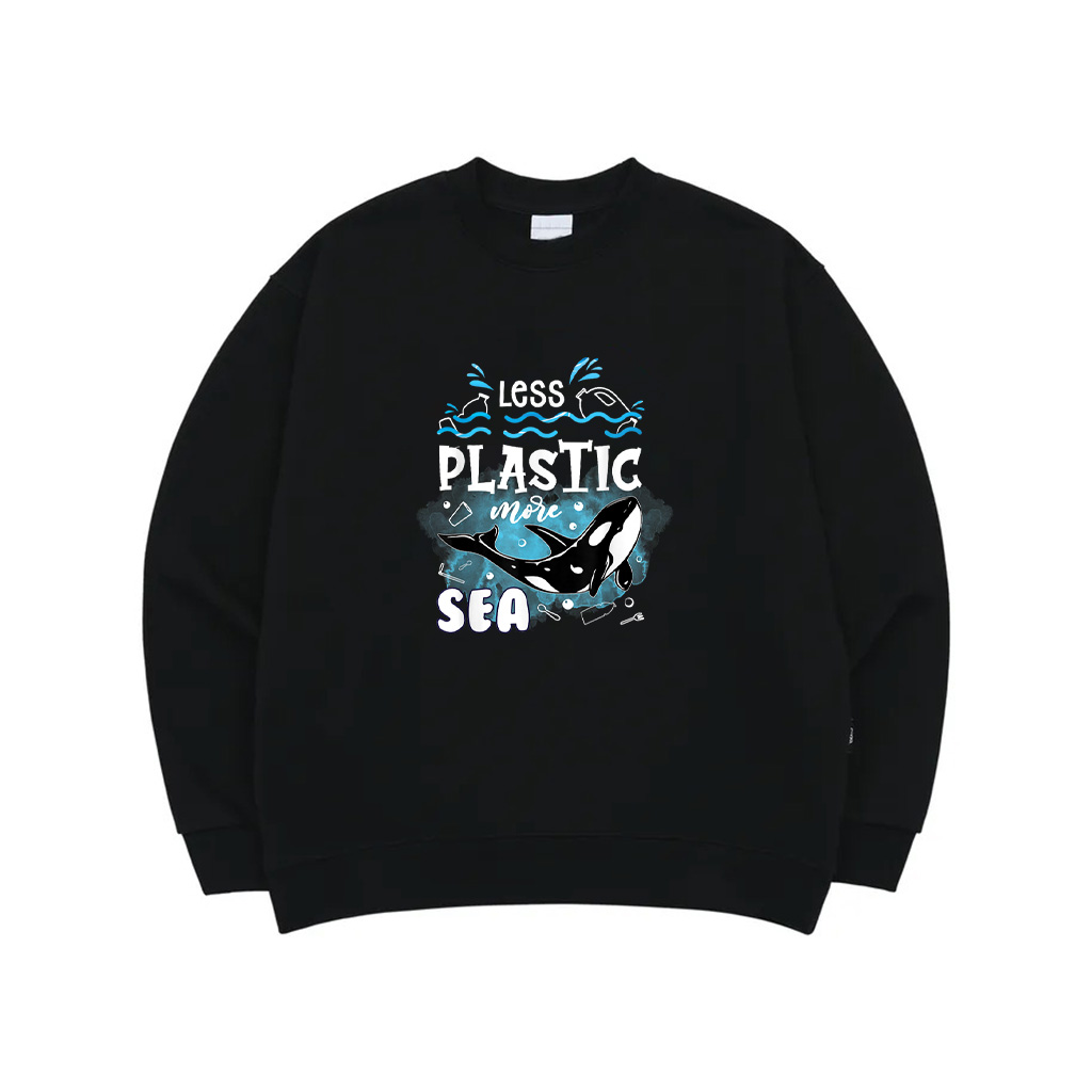 Earth Day Vintage Less Plastic More Sea Orca Killer Whale Sweatshirt
