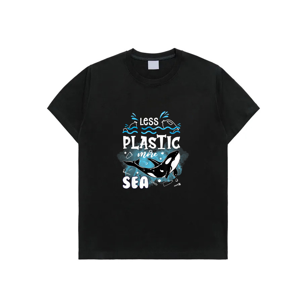 Earth Day Vintage Less Plastic More Sea Orca Killer Whale T-Shirt
