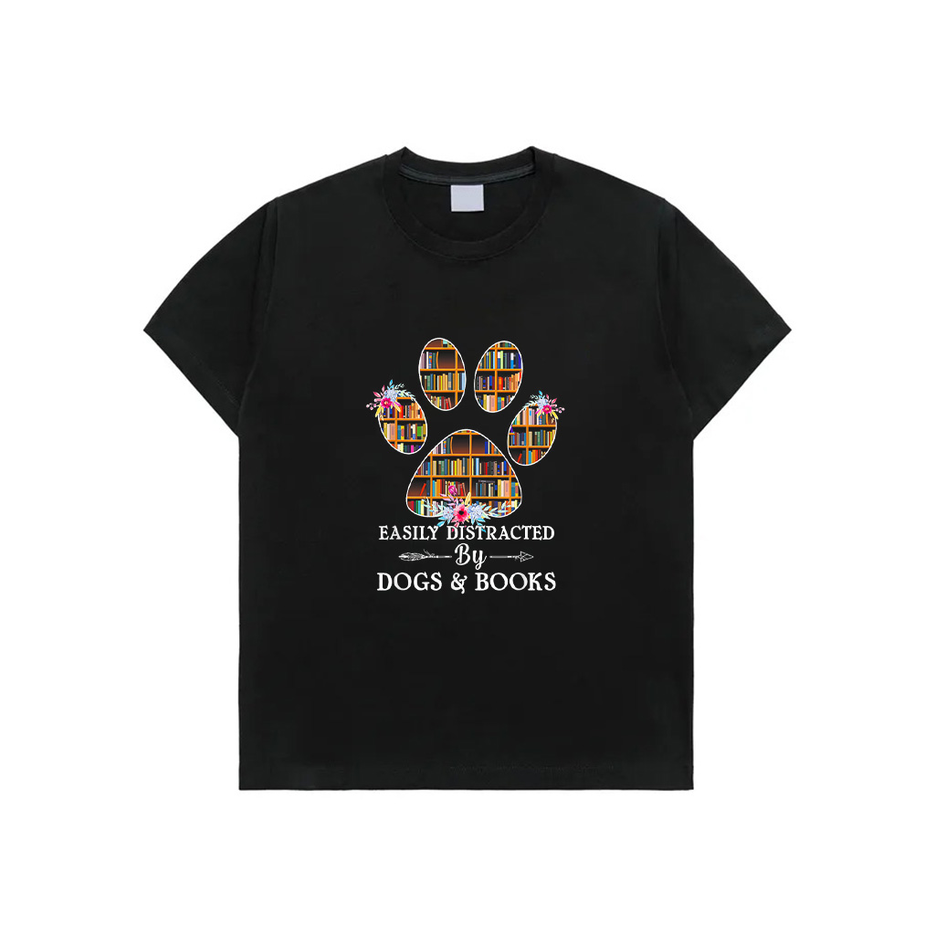 Easily Distracted By Dogs And Books Tshirt T-Shirt