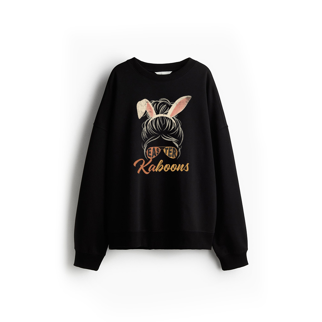 Easter Bunny Messy Bun Vintage Rabbit Funny Easter Sweatshirt