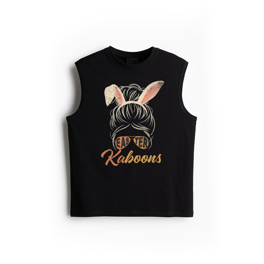 Easter Bunny Messy Bun Vintage Rabbit Funny Easter Tank Top