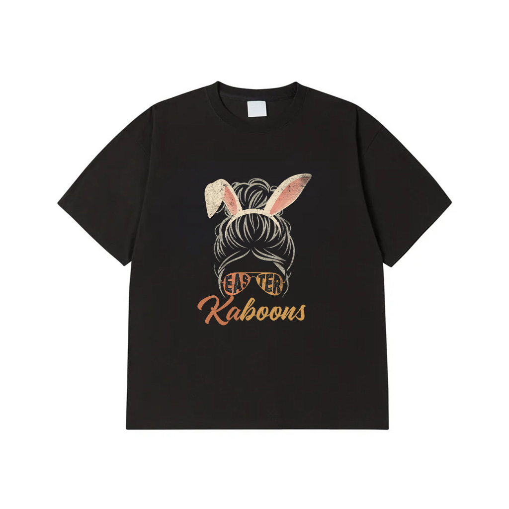 Easter Bunny Messy Bun Vintage Rabbit Funny Easter T-Shirt