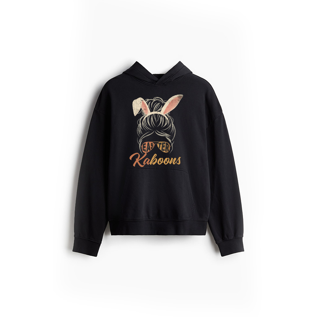 Easter Bunny Messy Bun Vintage Rabbit Funny Easter Hoodie