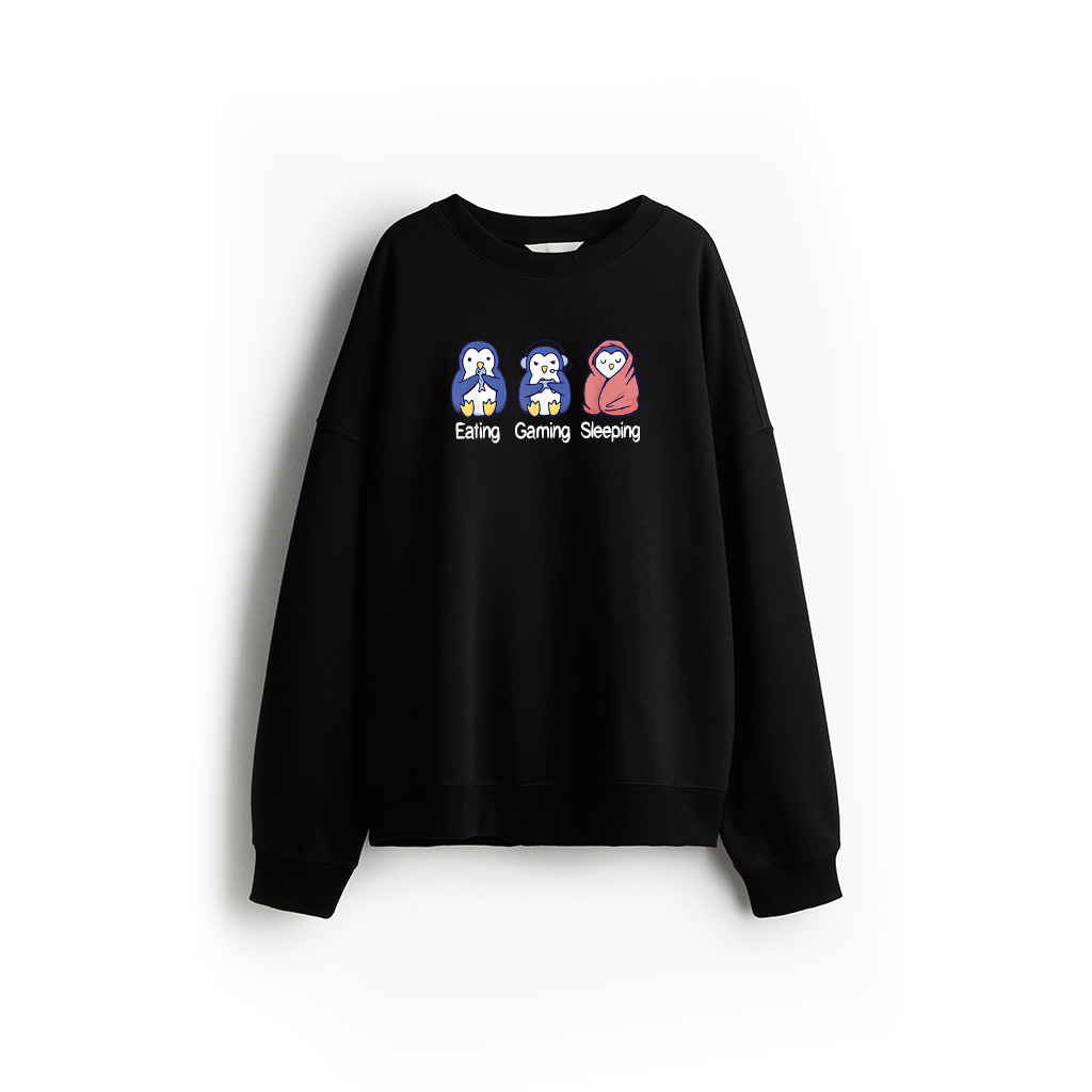 Eating Gaming Sleeping Penguin Sweatshirt